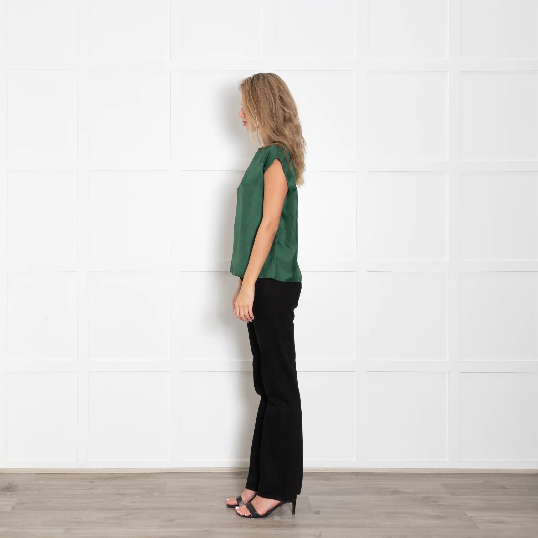 Asceno Green Silk Sleeveless Top - Image 4