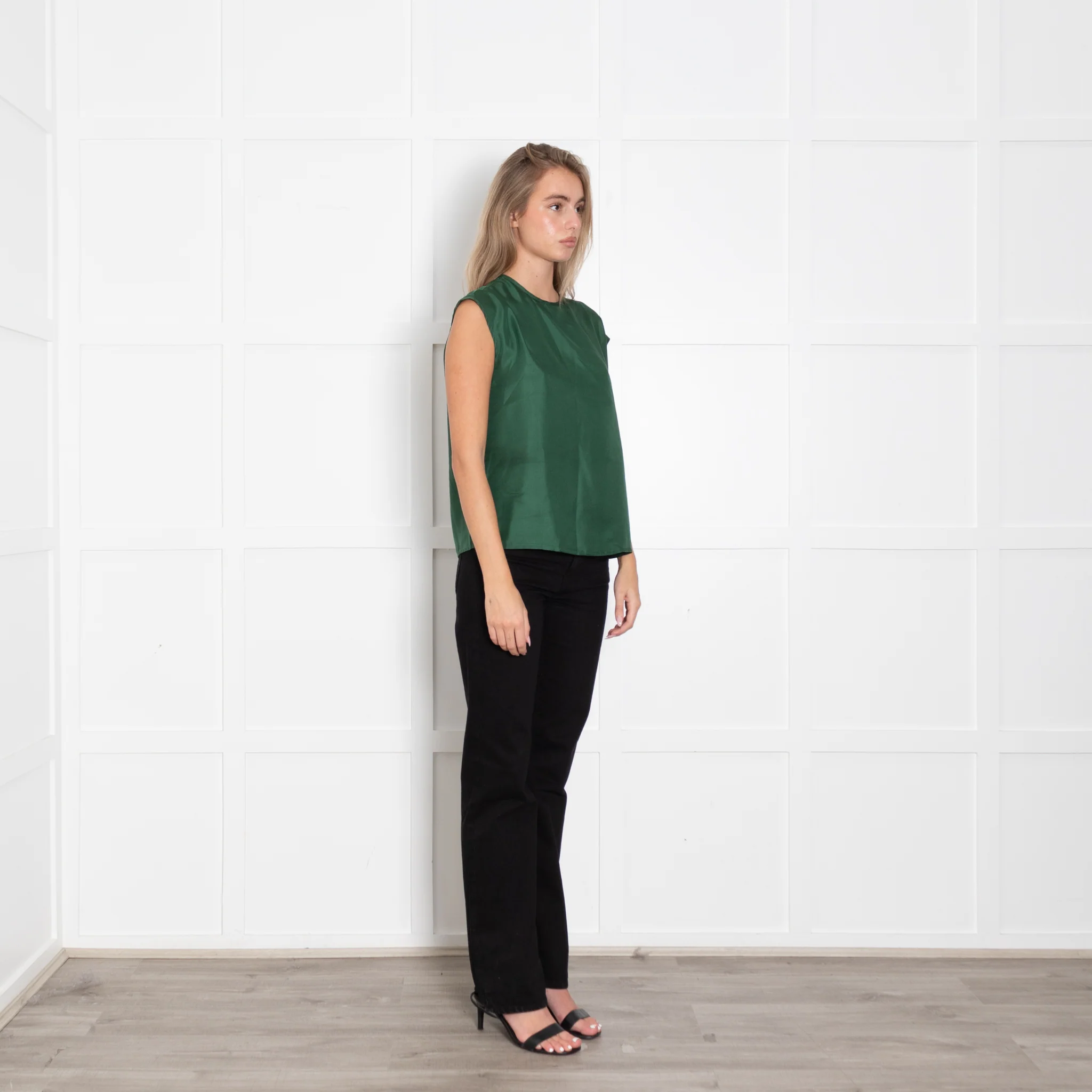 Asceno Green Silk Sleeveless Top - Image 7