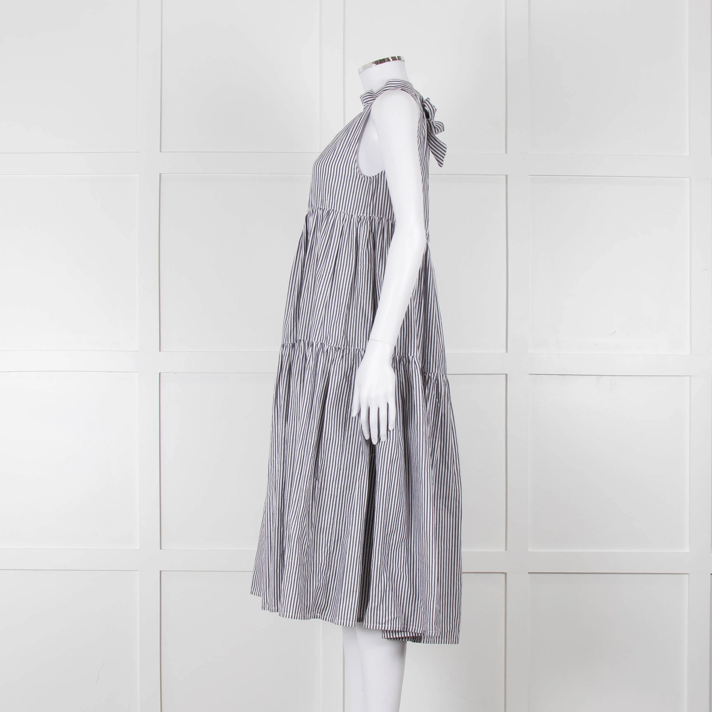 Asceno Striped Cotton Tiered Summer Dress - Image 7