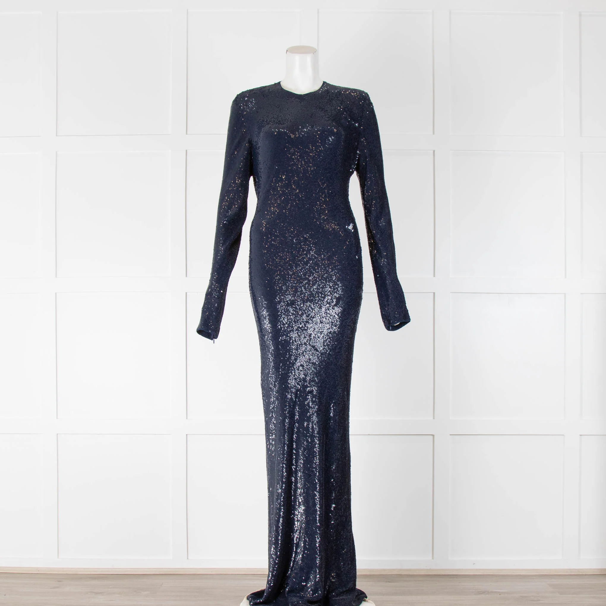 Ashish Navy Blue Sequin Maxi Dress