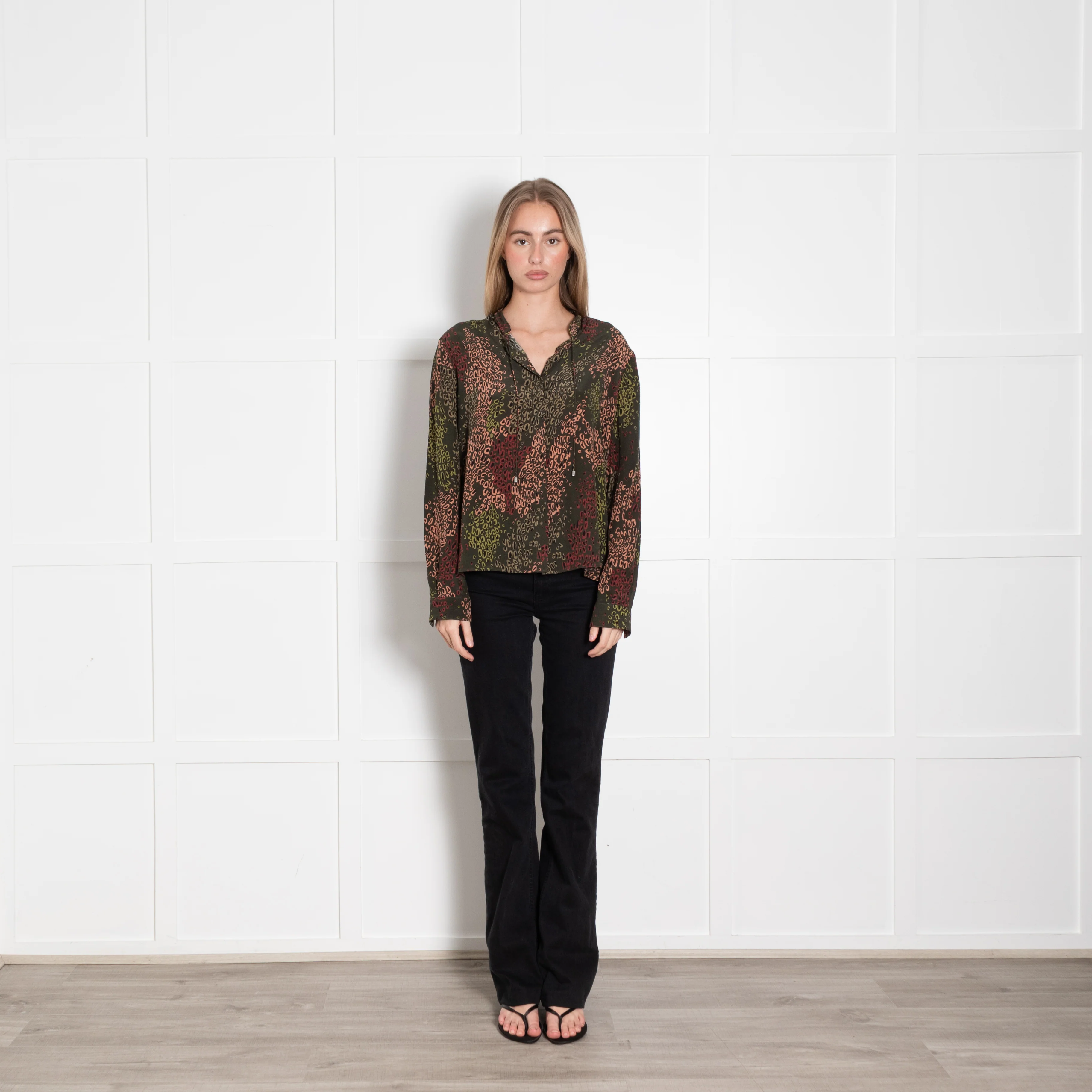 Aspesi Khaki Multi Colour Print Blouse