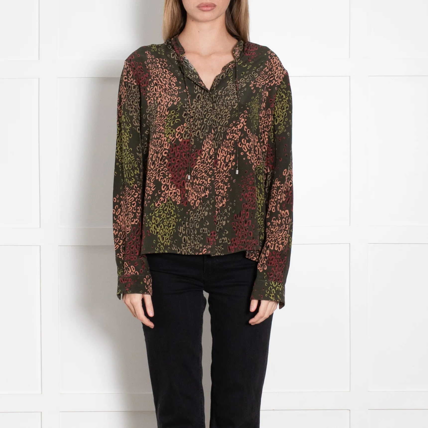 Aspesi Khaki Multi Colour Print Blouse - Image 2