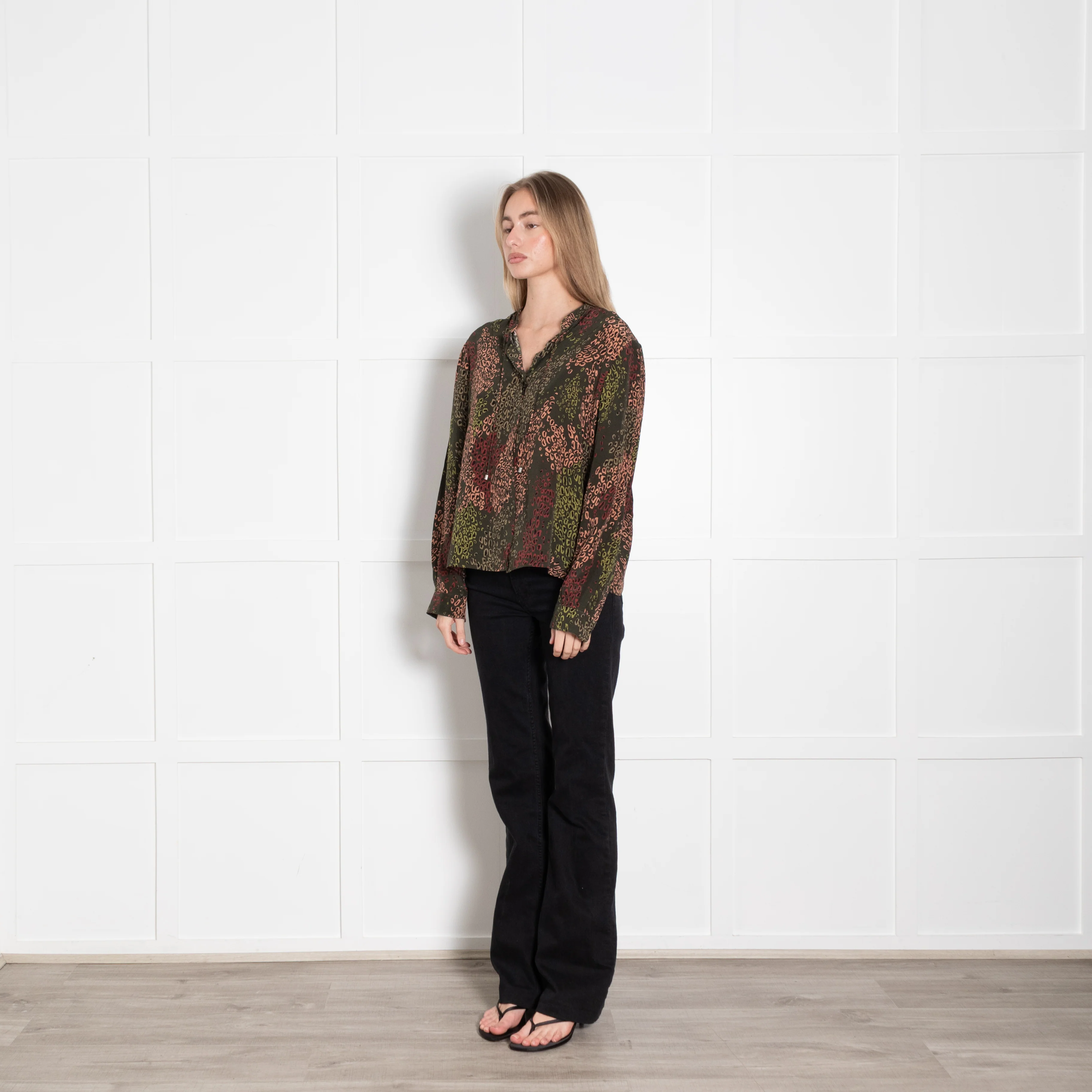 Aspesi Khaki Multi Colour Print Blouse - Image 3