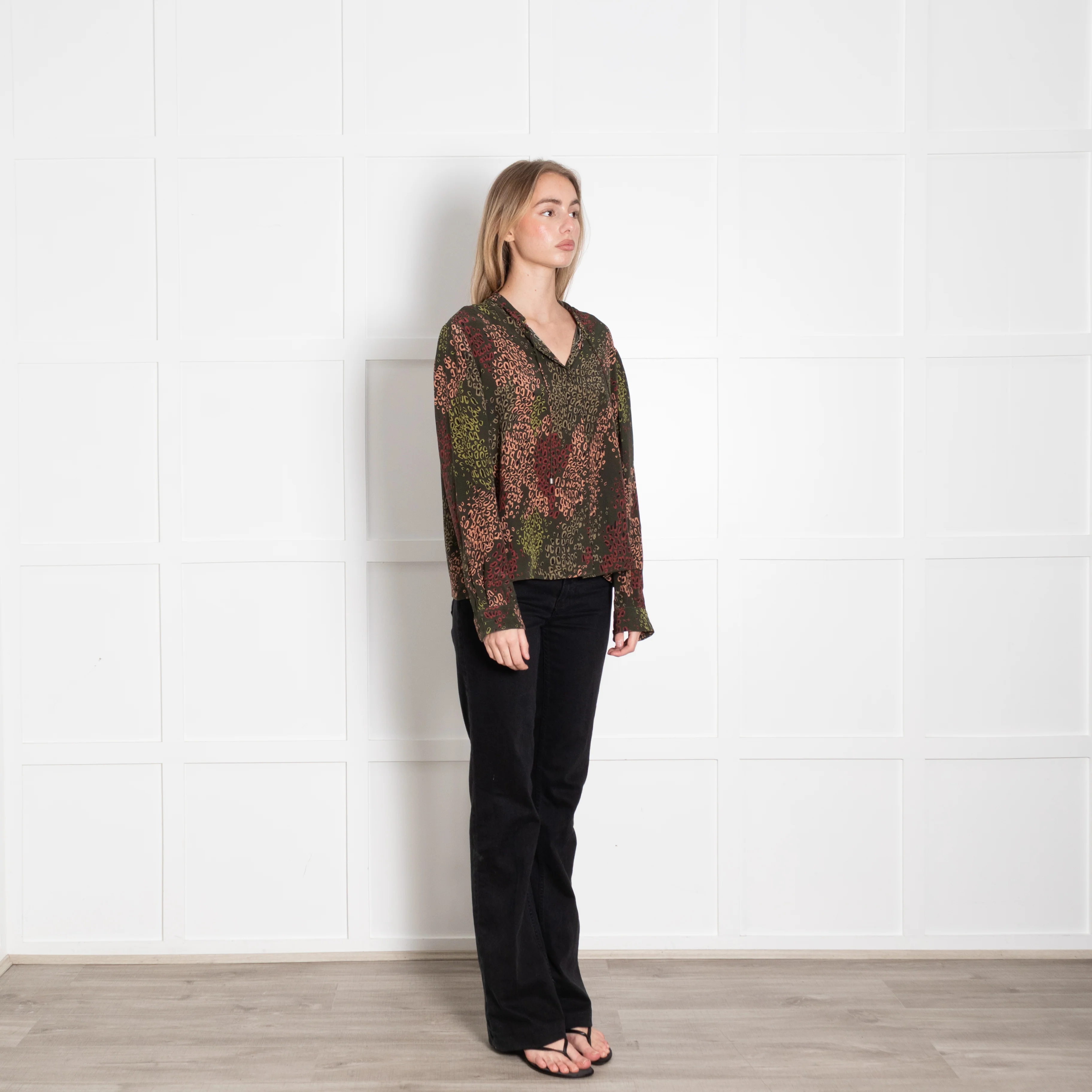 Aspesi Khaki Multi Colour Print Blouse - Image 7