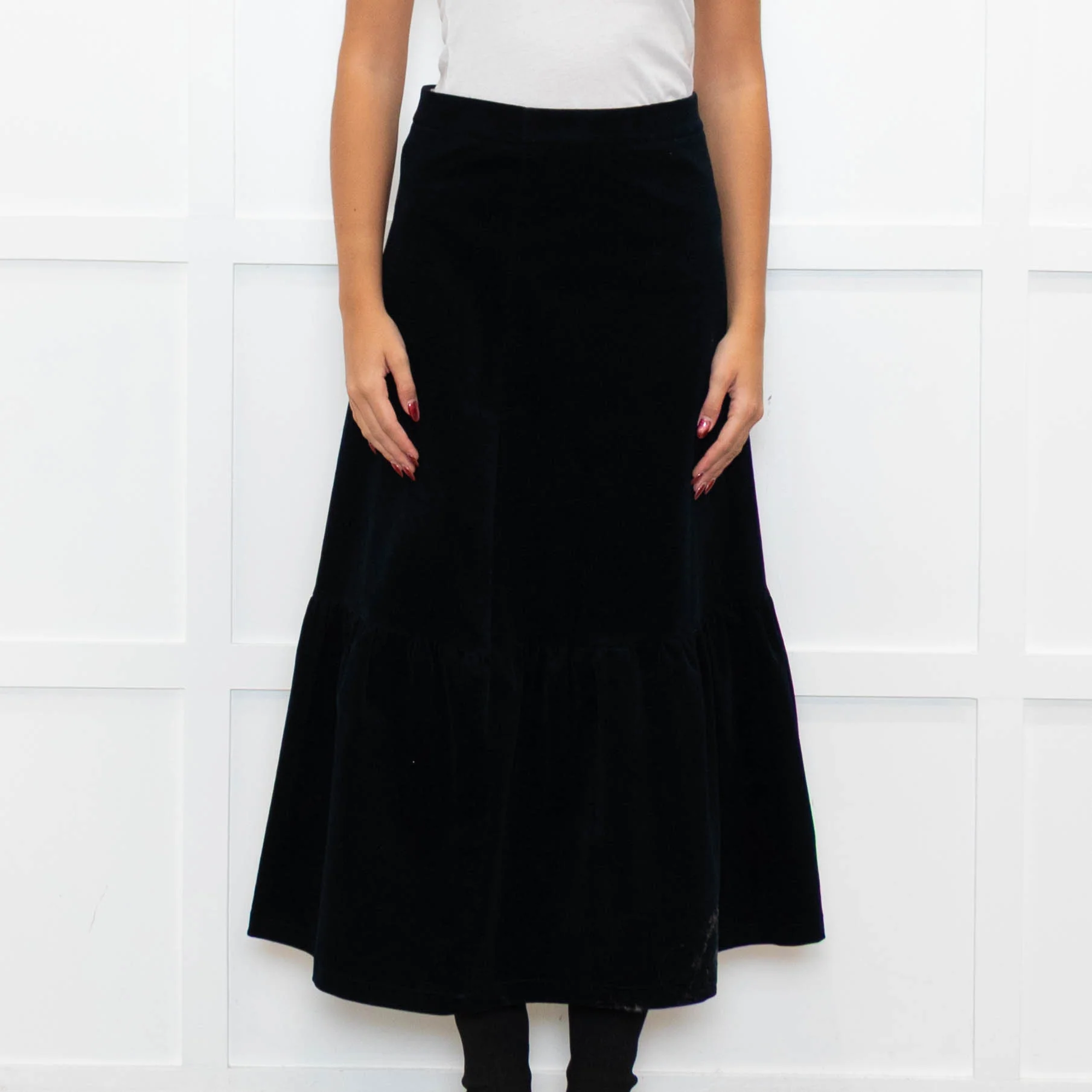 Aspiga Black Stretch Corduroy Peplum Skirt - Image 2