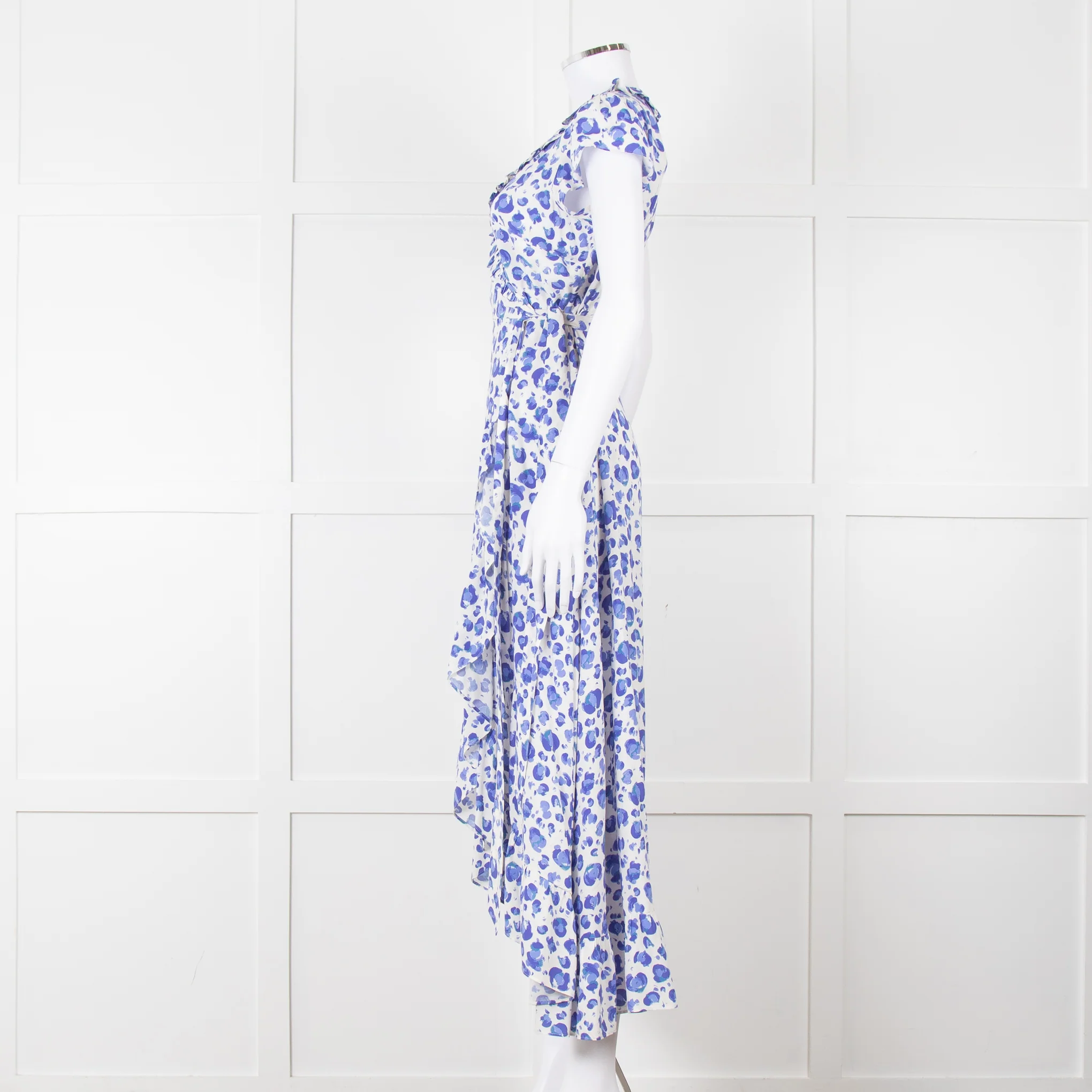 Aspiga Blue Animal Print Ruffle Trim Wrap Dress - Image 3