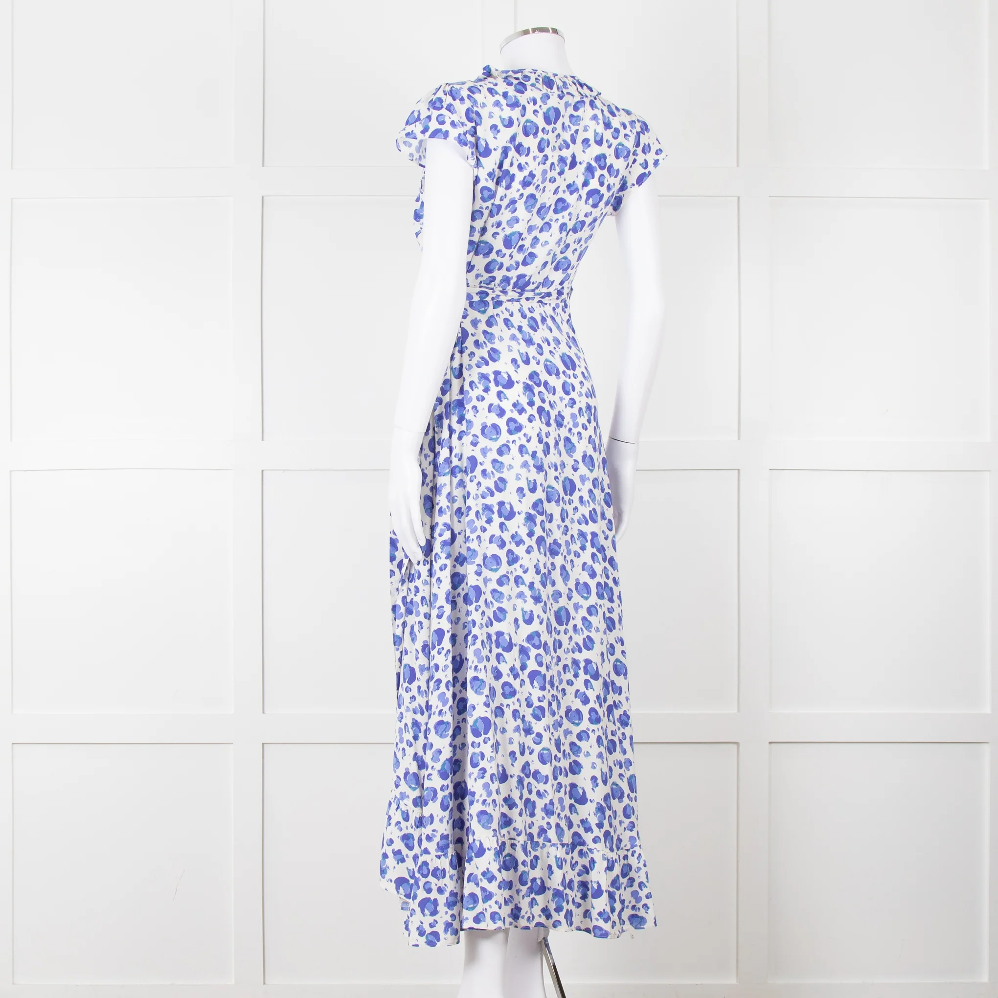 Aspiga Blue Animal Print Ruffle Trim Wrap Dress - Image 4