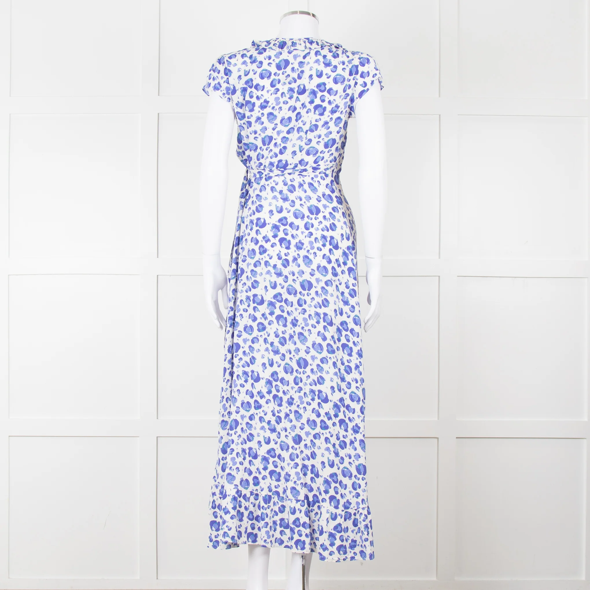 Aspiga Blue Animal Print Ruffle Trim Wrap Dress - Image 5