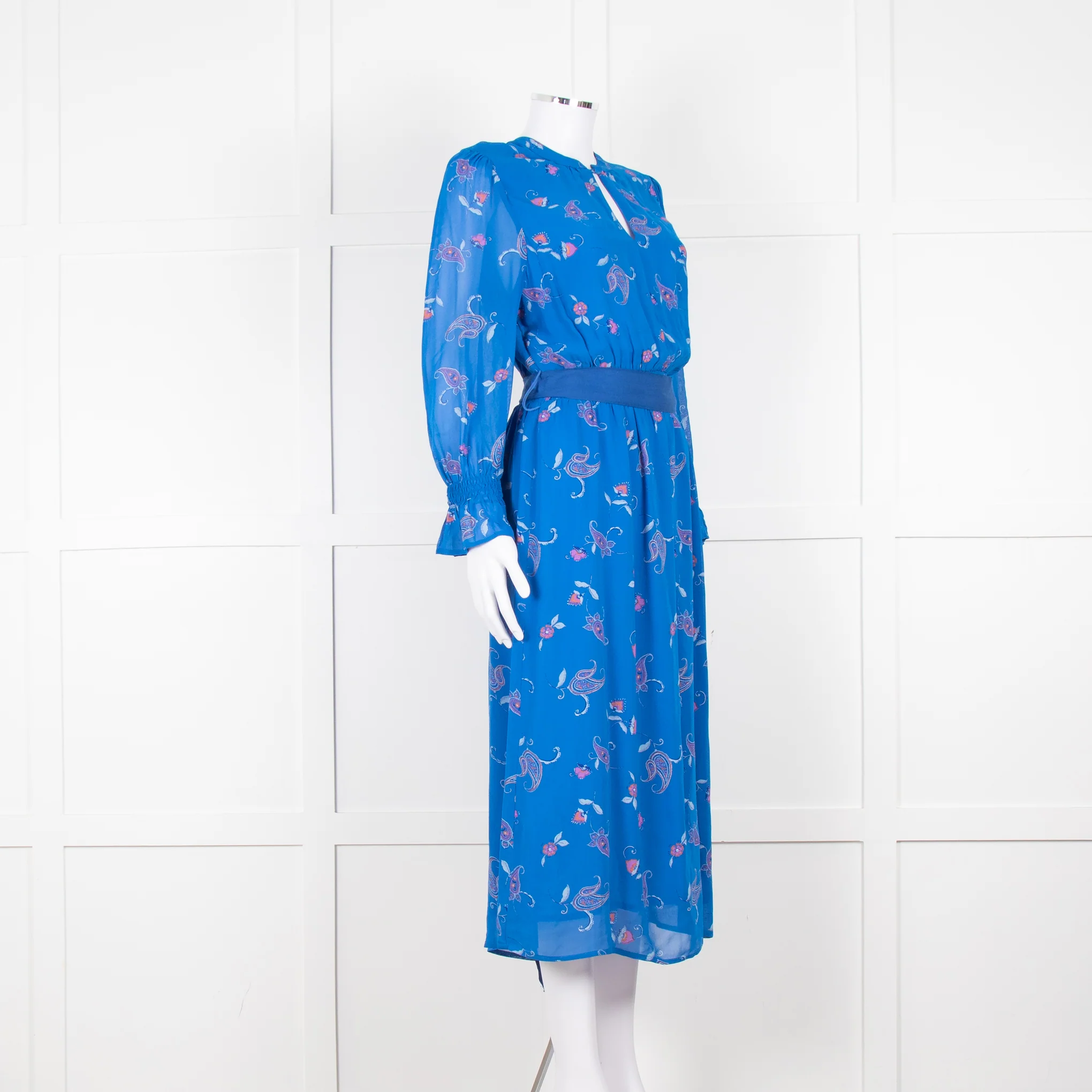 Aspiga Blue Paisley Print Belted Dress - Image 2