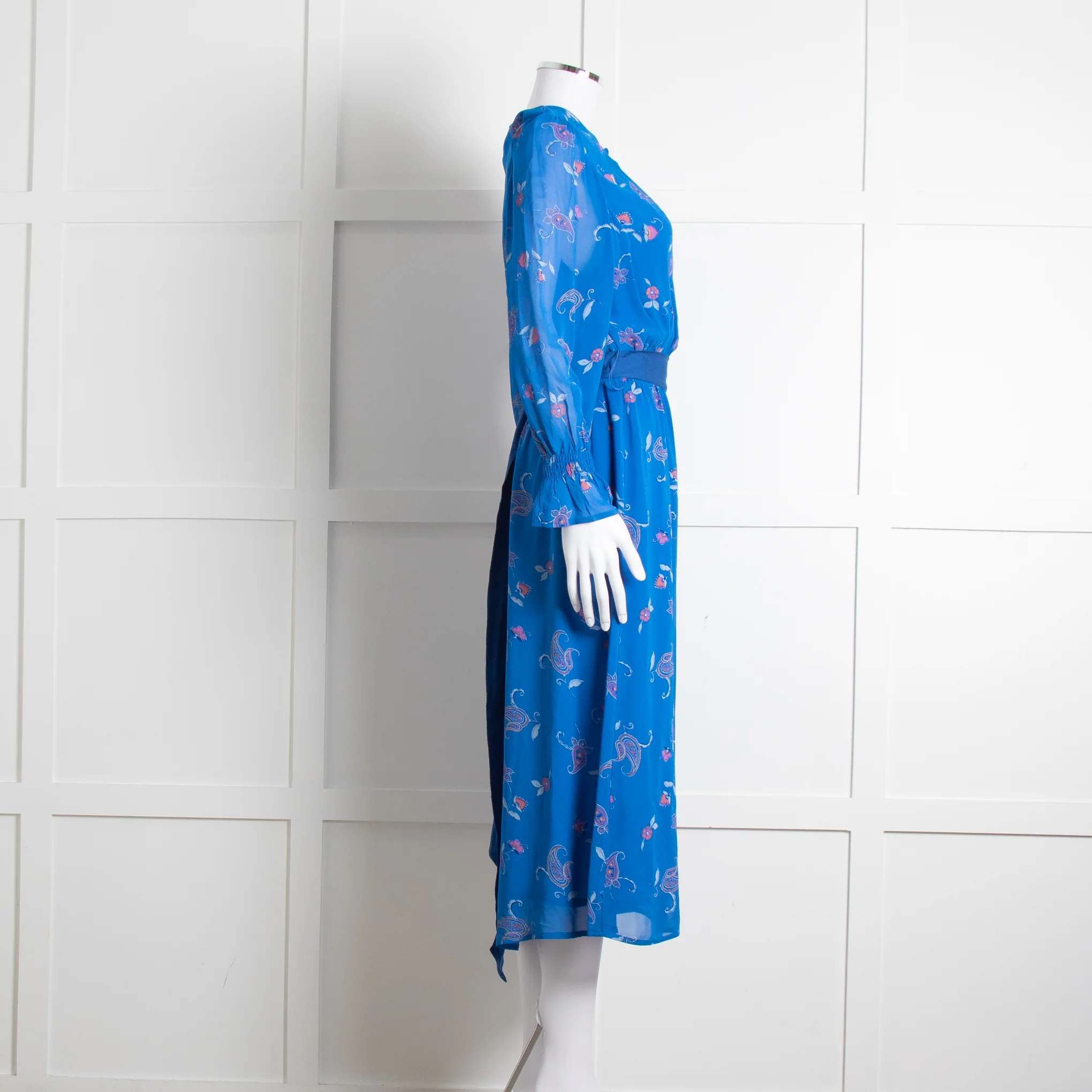 Aspiga Blue Paisley Print Belted Dress - Image 3