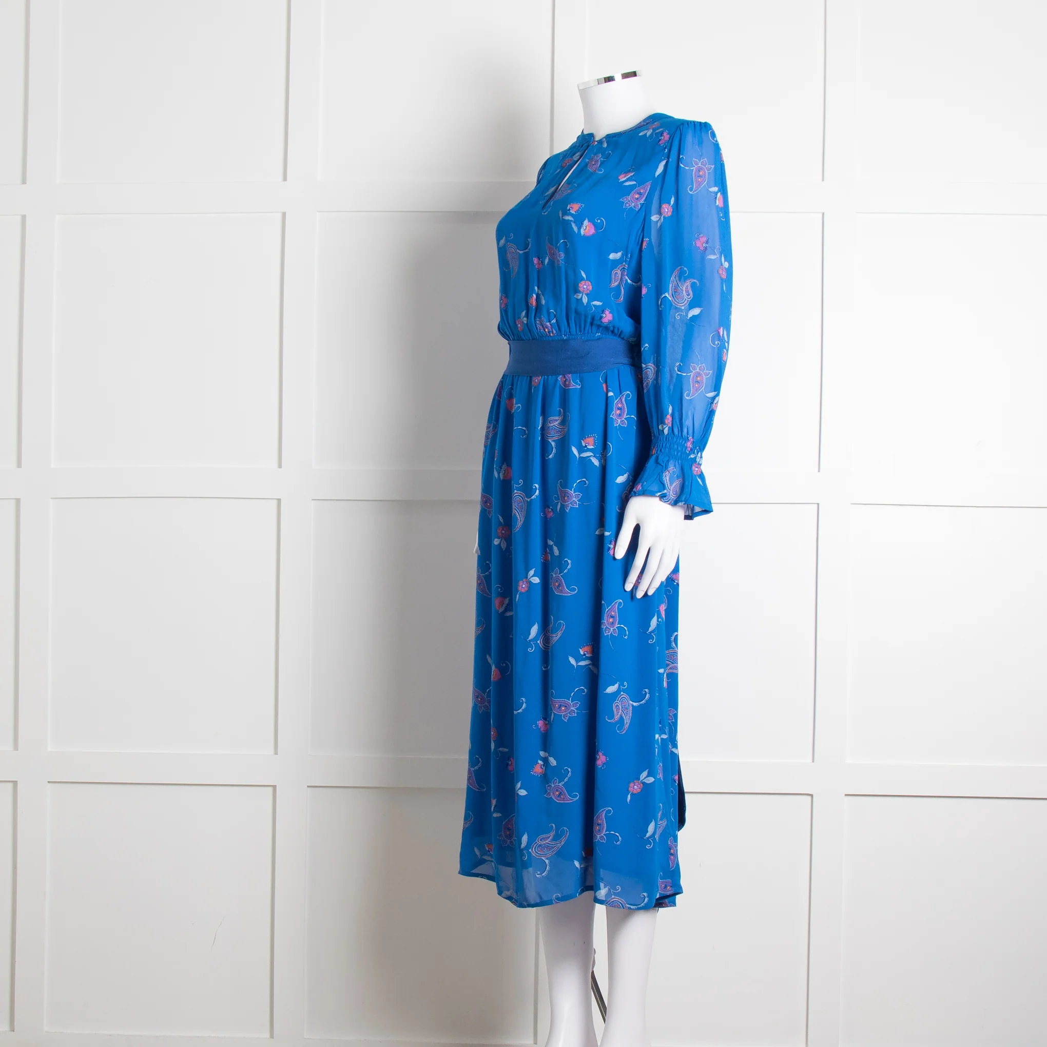 Aspiga Blue Paisley Print Belted Dress - Image 8