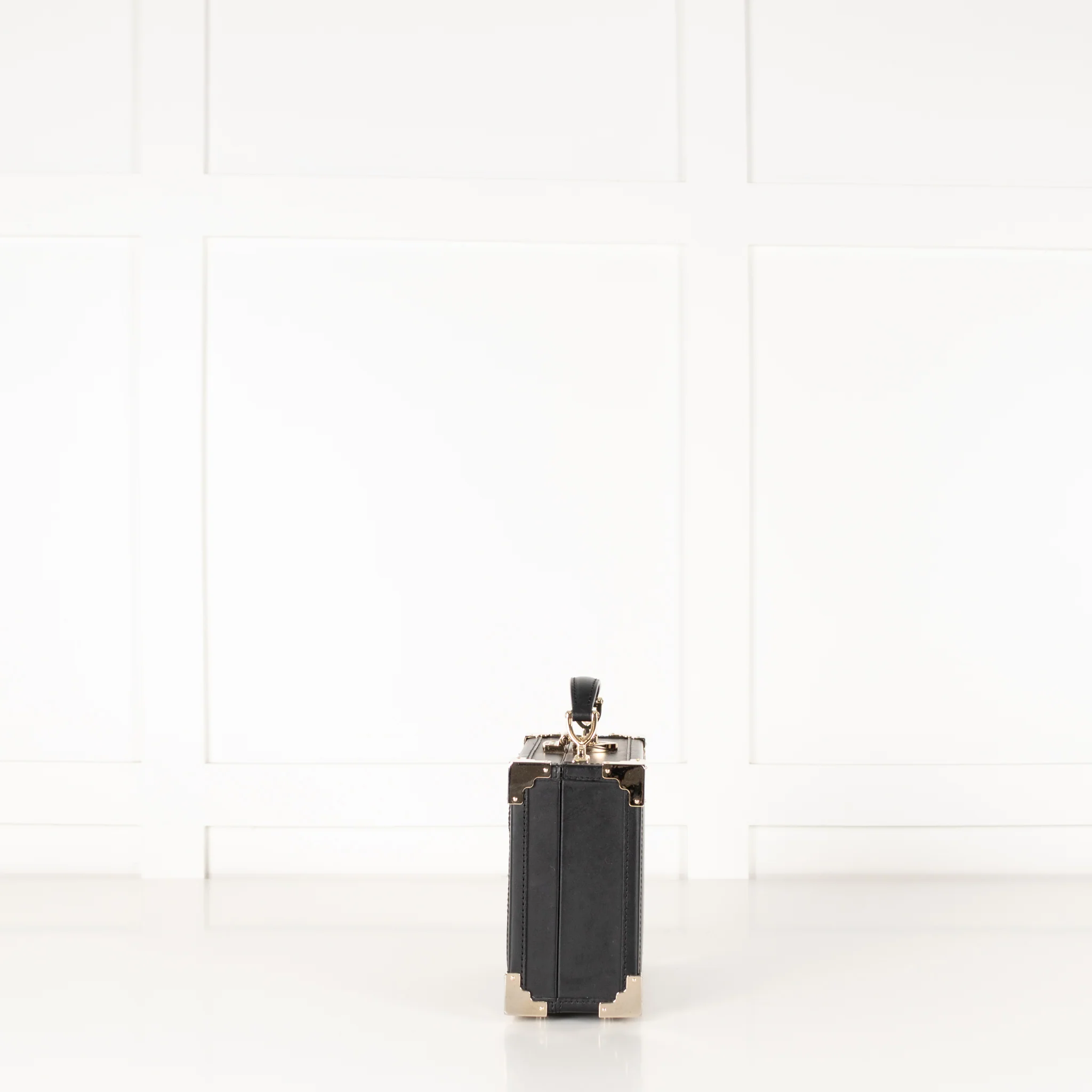 Aspinal Of London Black Leather Trunk Clutch Bag - Image 3