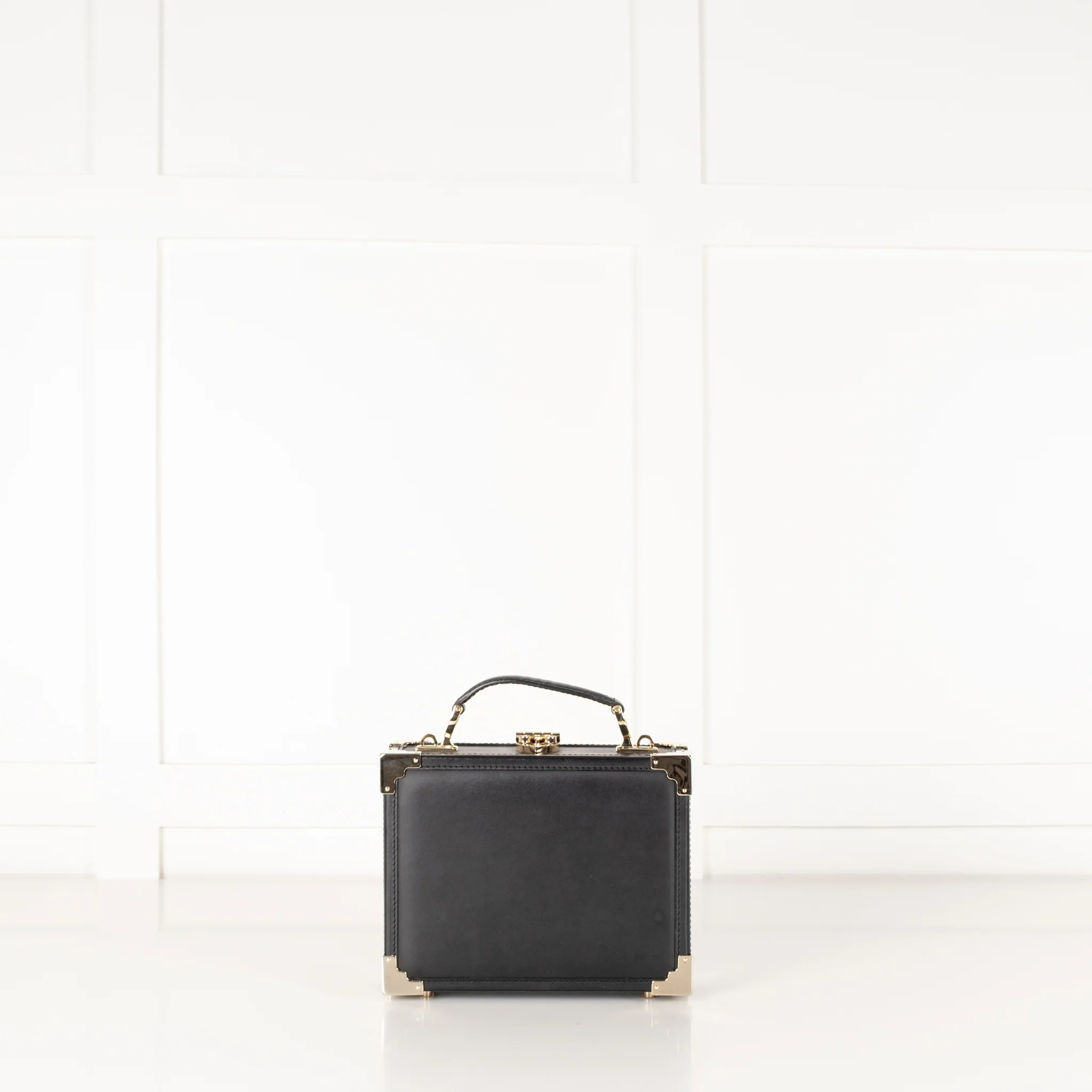 Aspinal Of London Black Leather Trunk Clutch Bag - Image 4