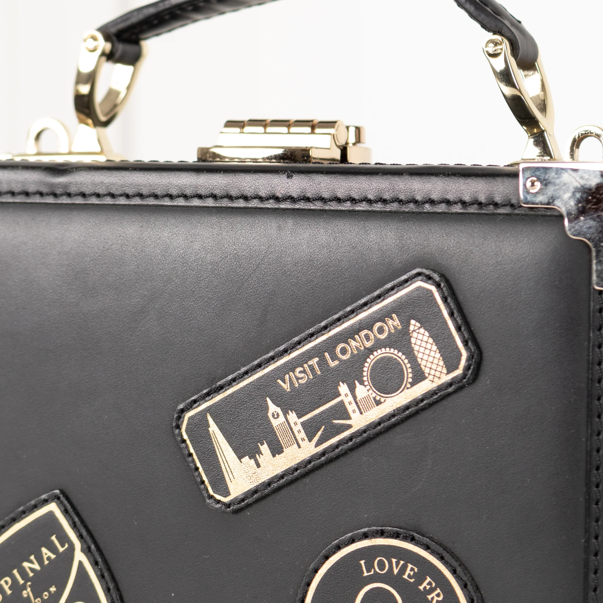 Aspinal Of London Black Leather Trunk Clutch Bag - Image 7