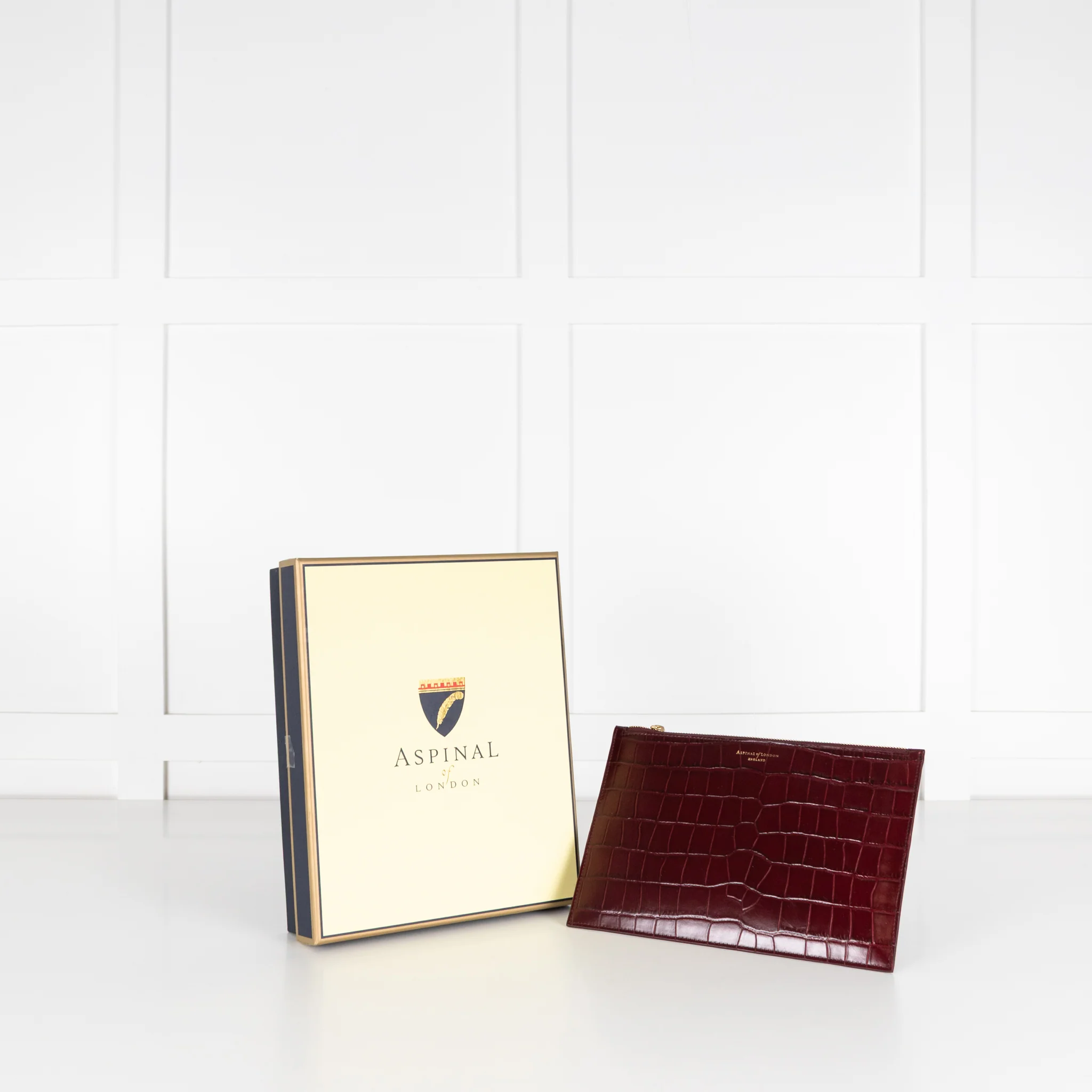 Aspinal Of London Burgundy Croc Leather Pochette - Image 2