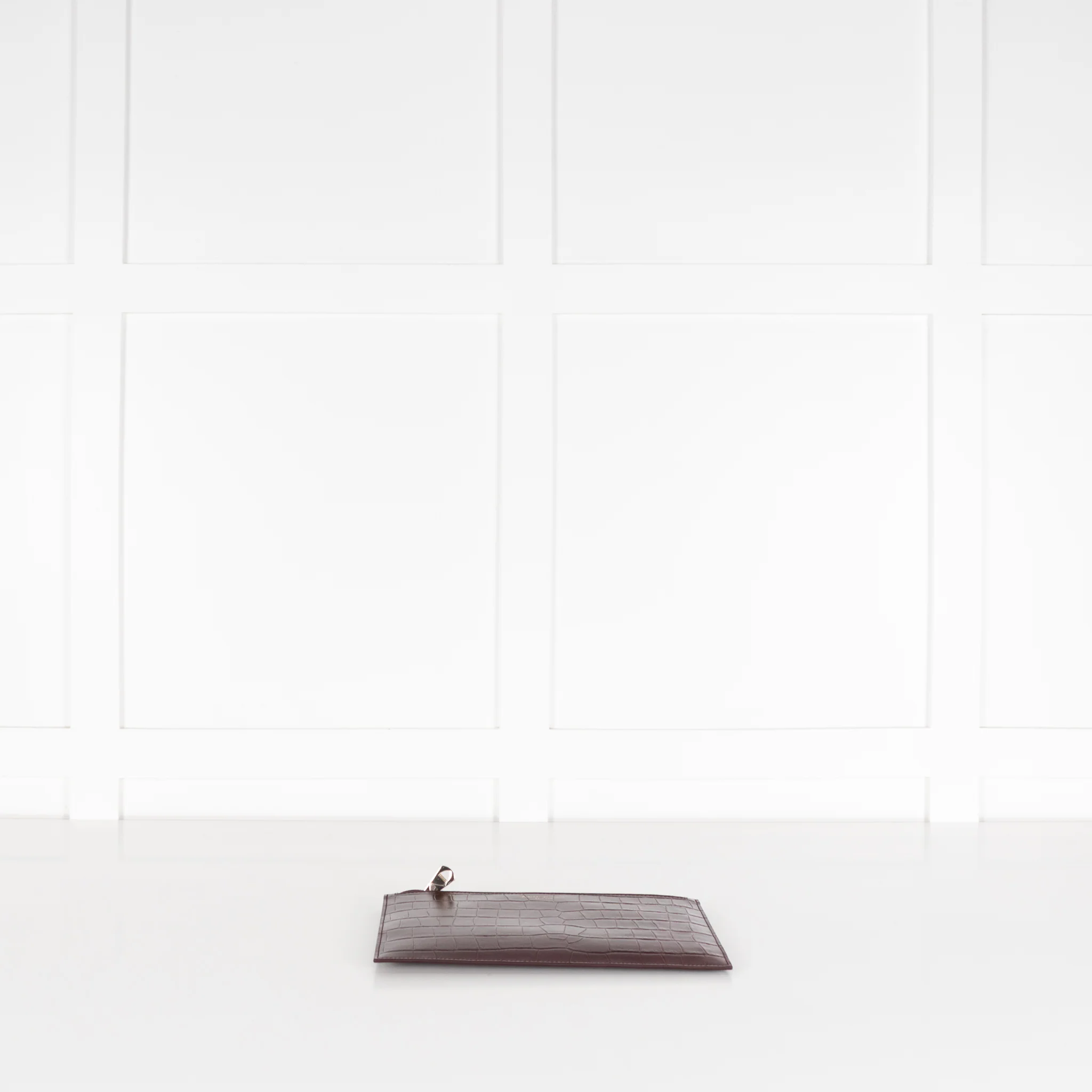 Aspinal Of London Burgundy Croc Leather Pochette - Image 5