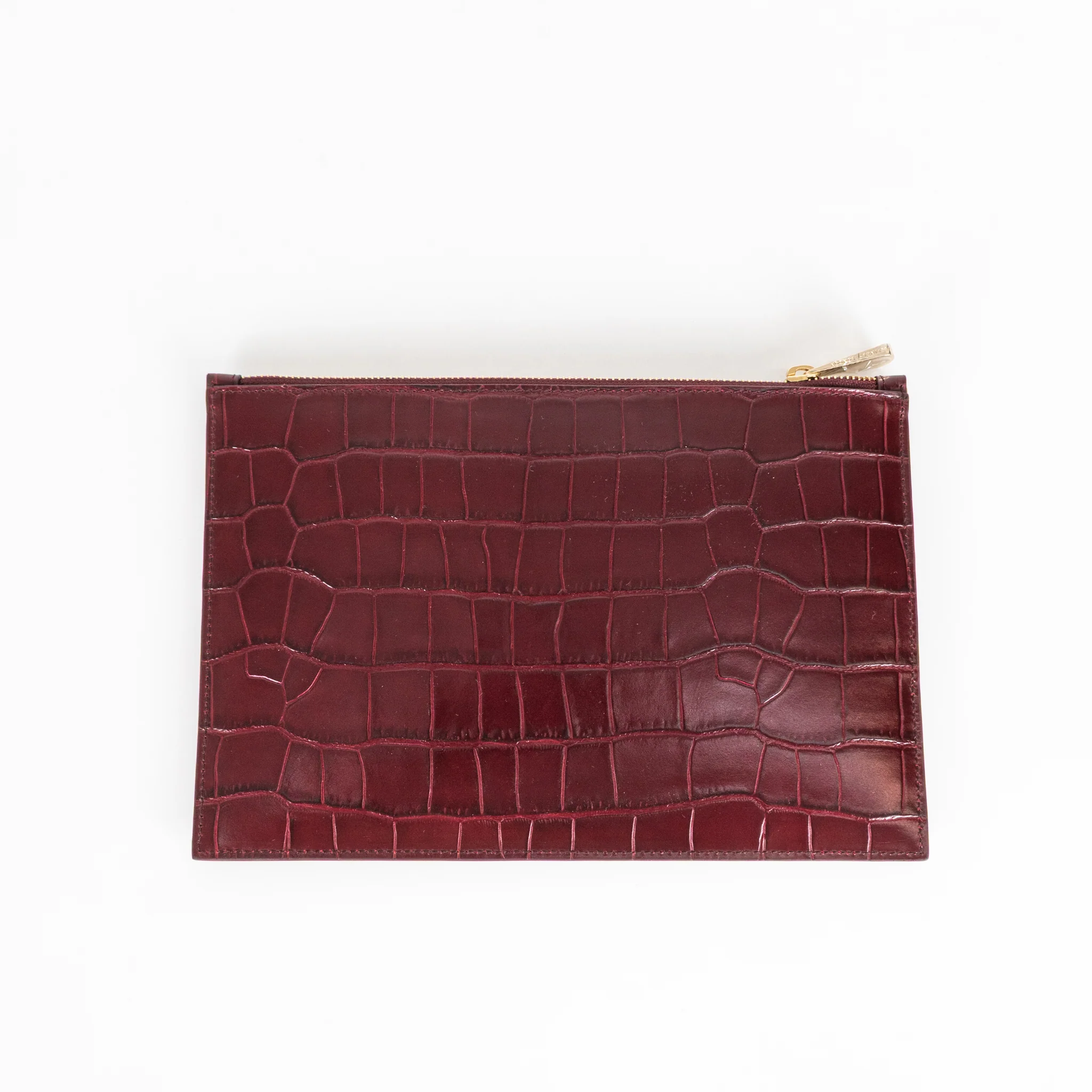 Aspinal Of London Burgundy Croc Leather Pochette - Image 6