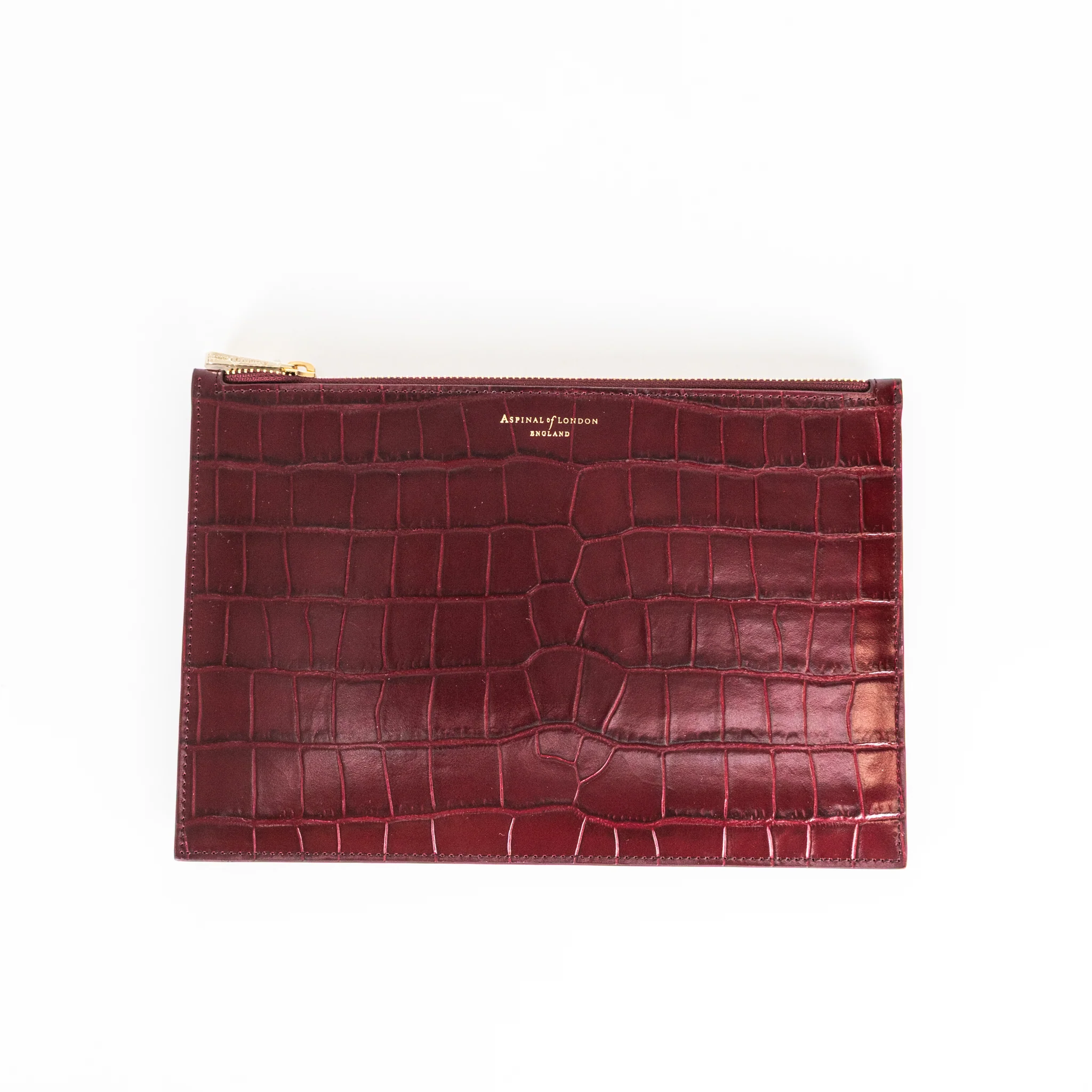 Aspinal Of London Burgundy Croc Leather Pochette - Image 7