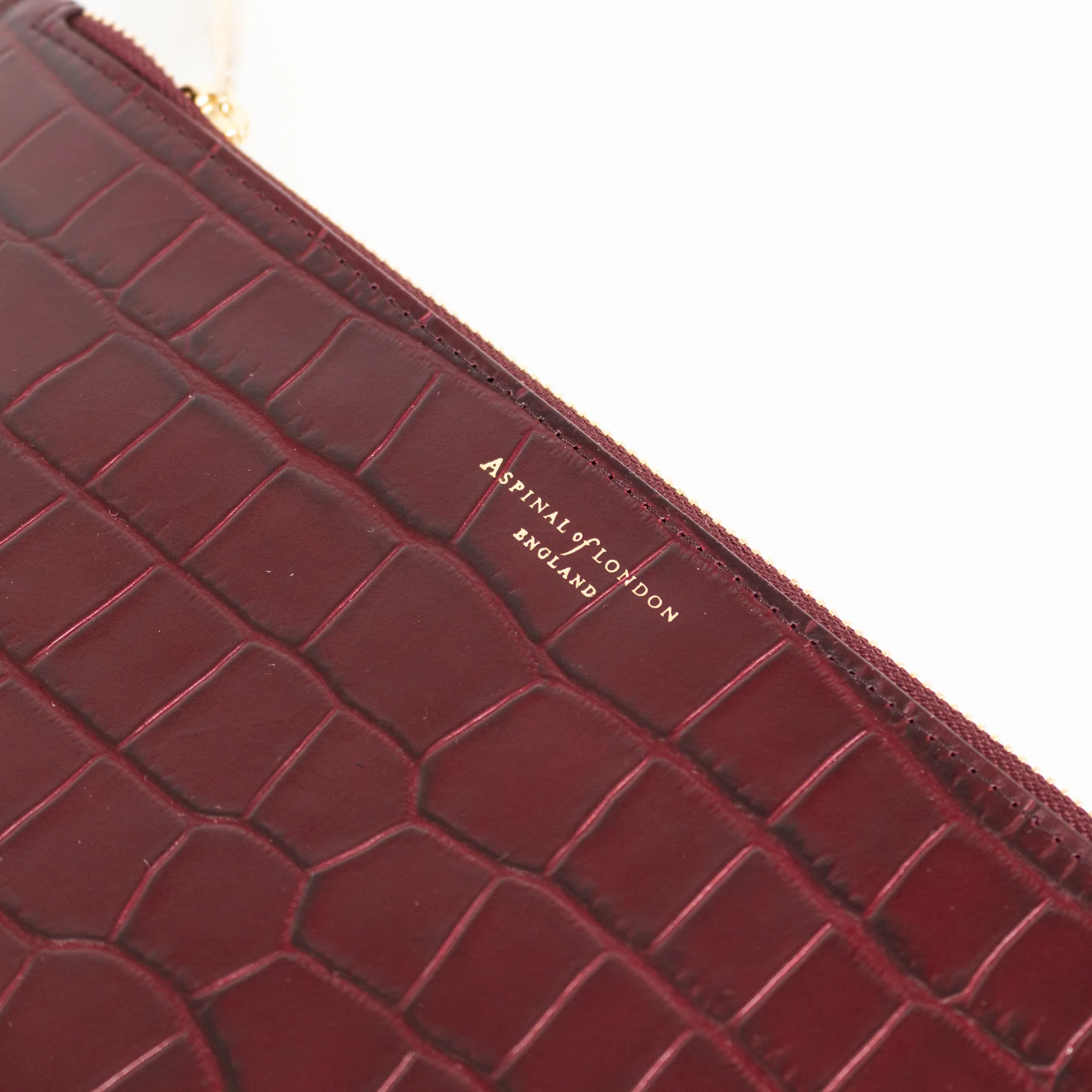 Aspinal Of London Burgundy Croc Leather Pochette - Image 8