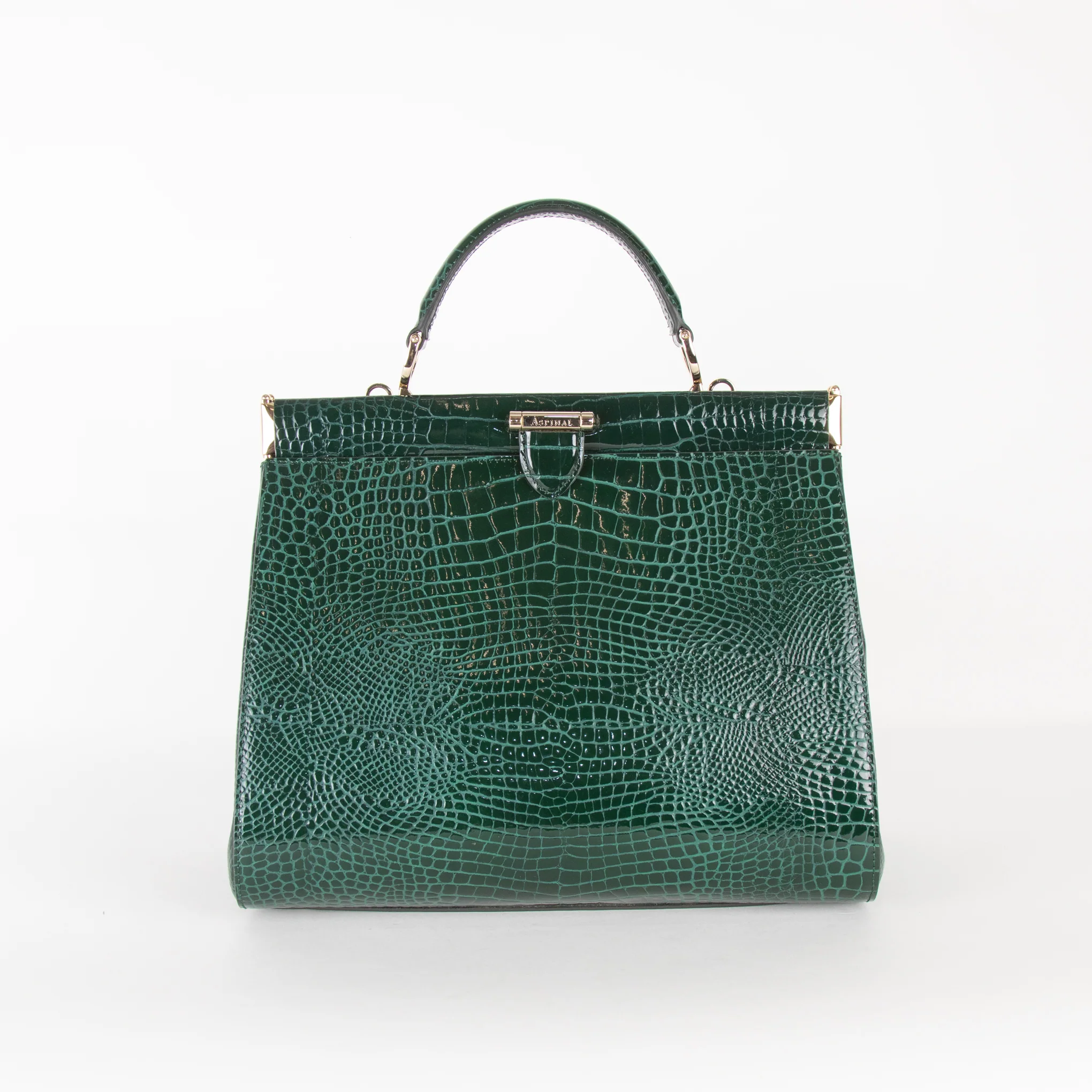 Aspinal of London Green Croc Large Florence Bag