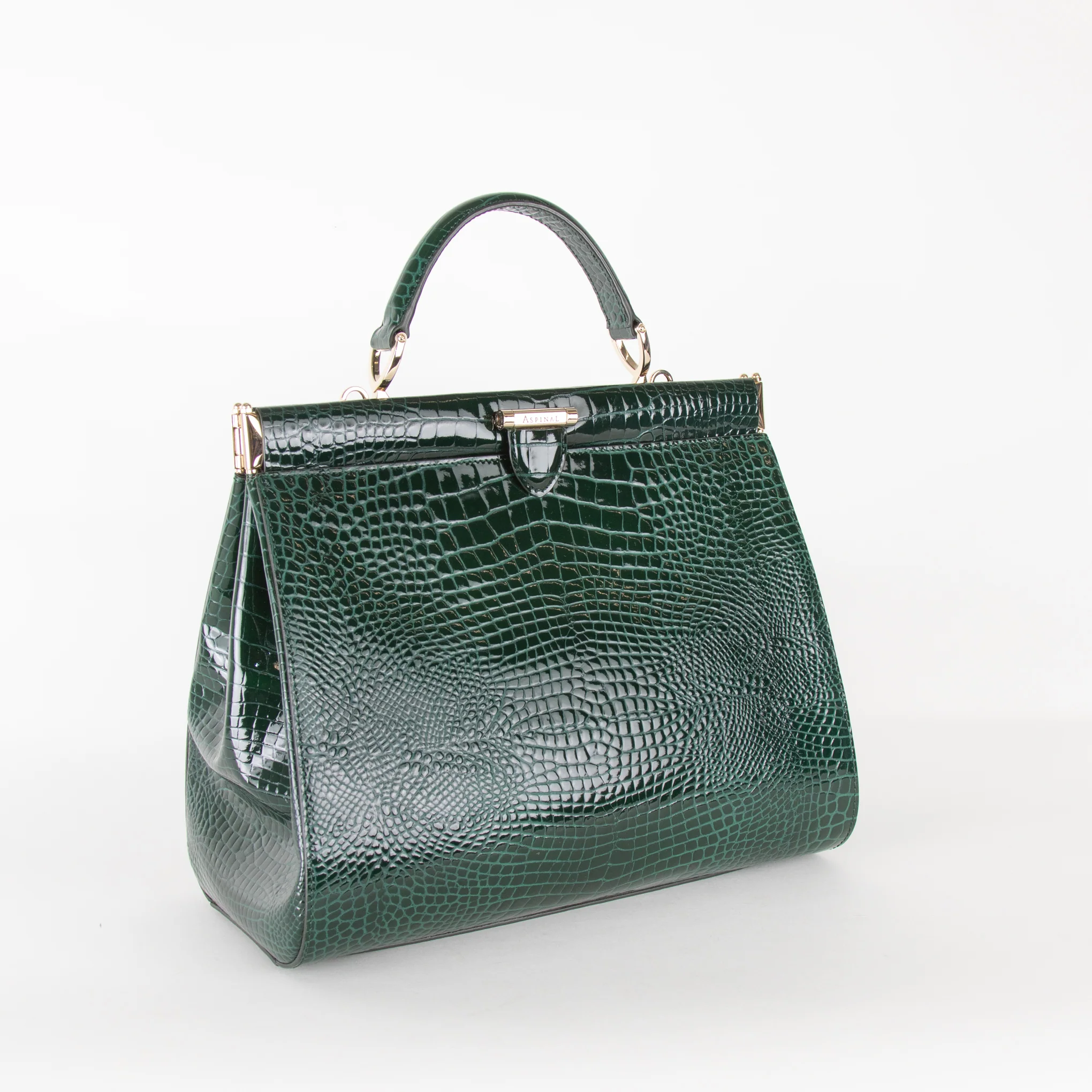 Aspinal of London Green Croc Large Florence Bag - Image 2