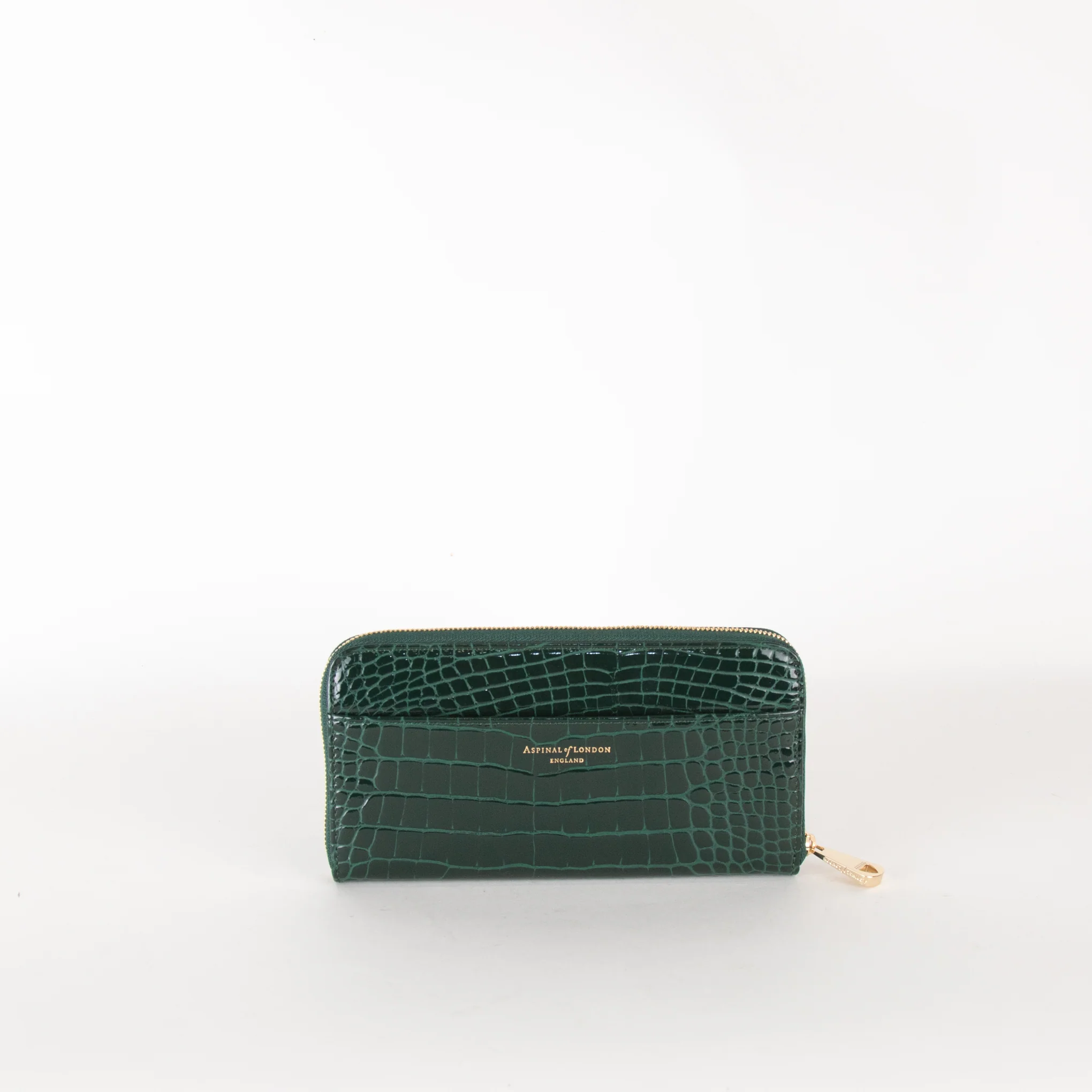 Aspinal of London Green Croc Zip Wallet - Image 2