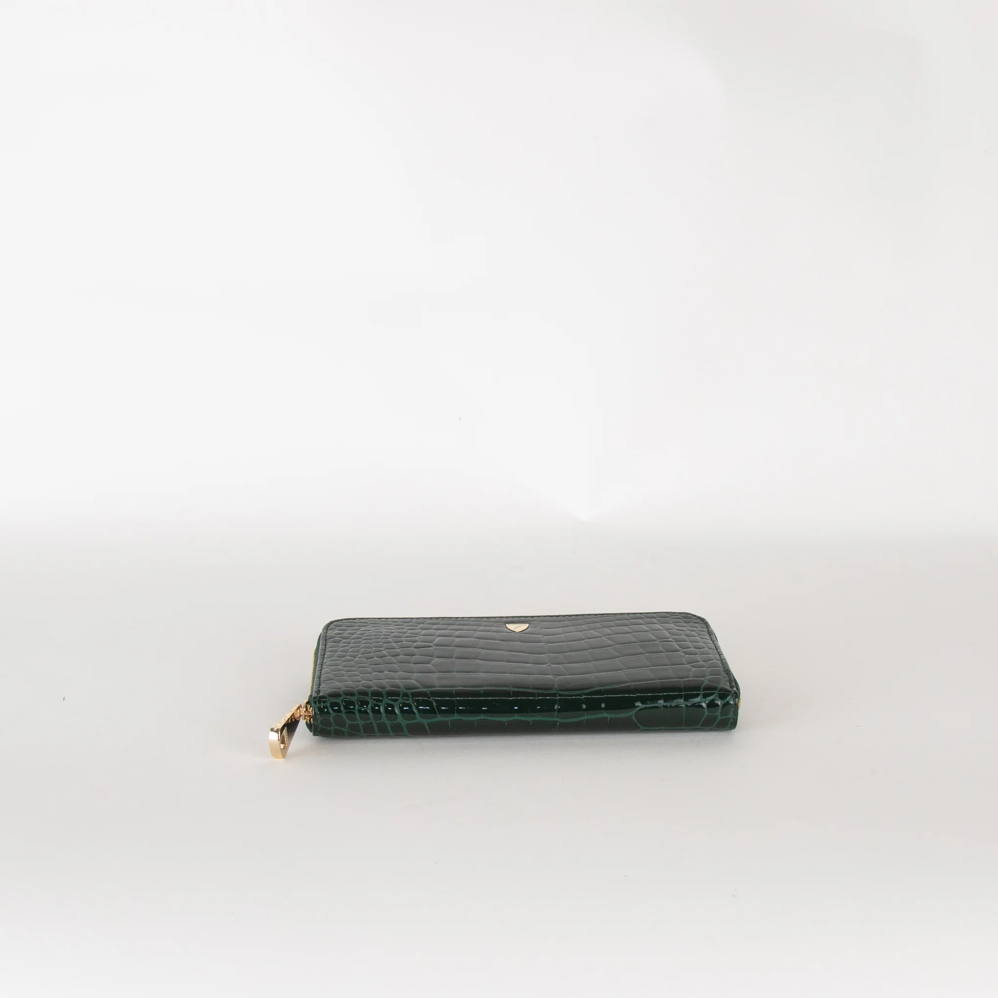 Aspinal of London Green Croc Zip Wallet - Image 3