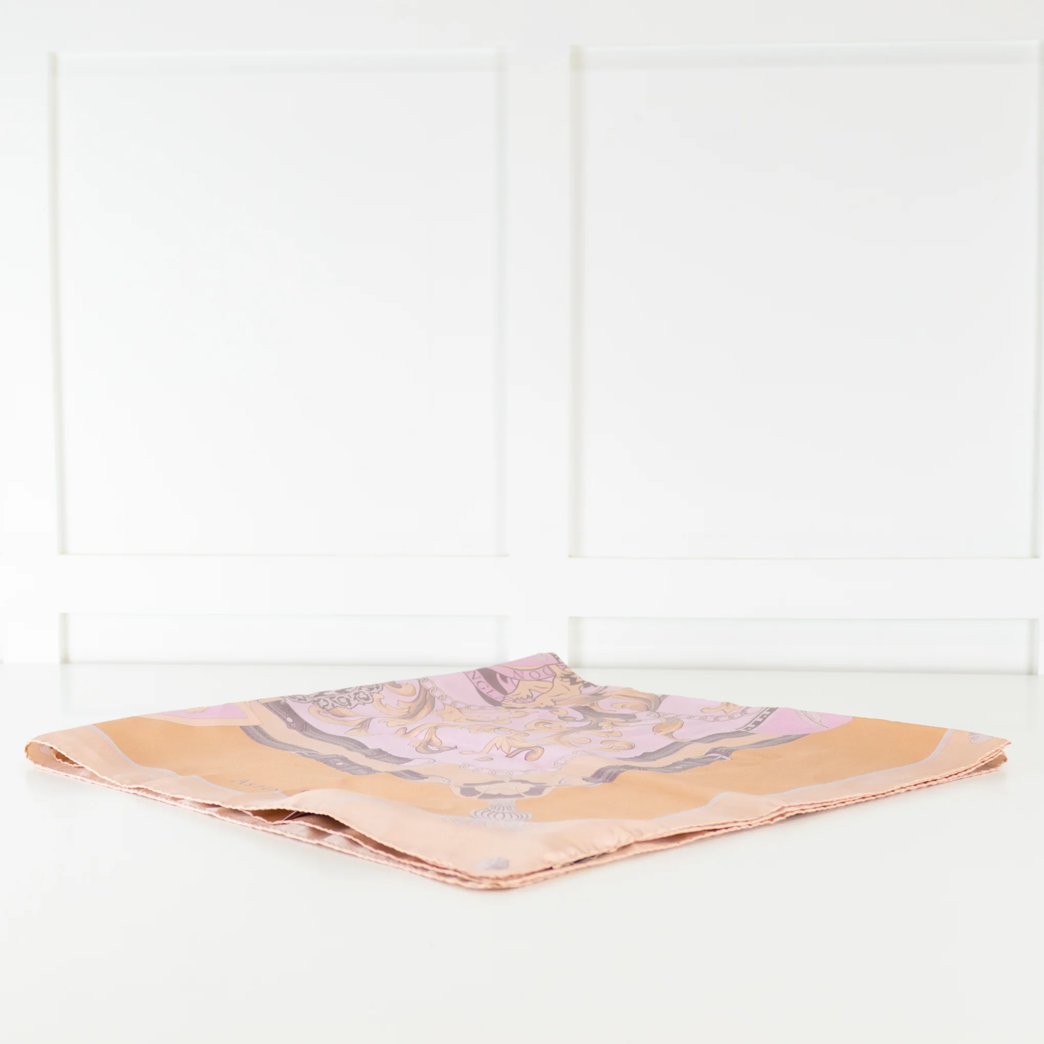 Aspinal Of London Pale Pink Beige Silk Square Scarf - Image 2