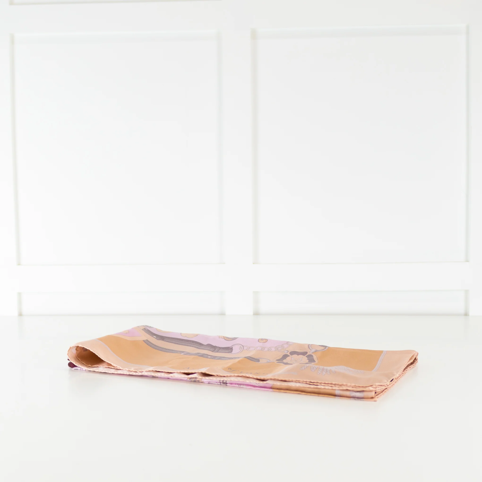 Aspinal Of London Pale Pink Beige Silk Square Scarf - Image 3