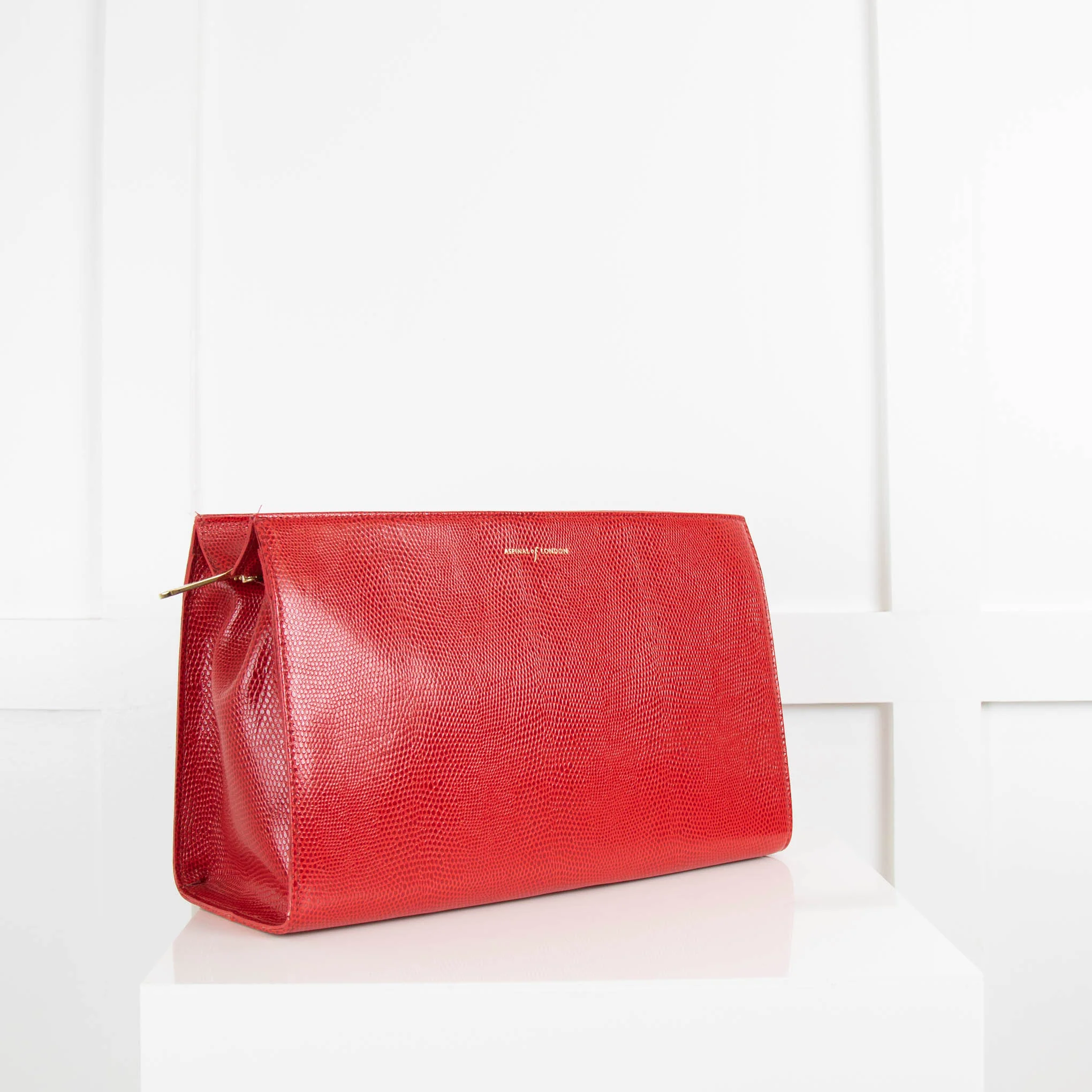 Aspinal of London Red Reptile Cosmetics Case - Image 2