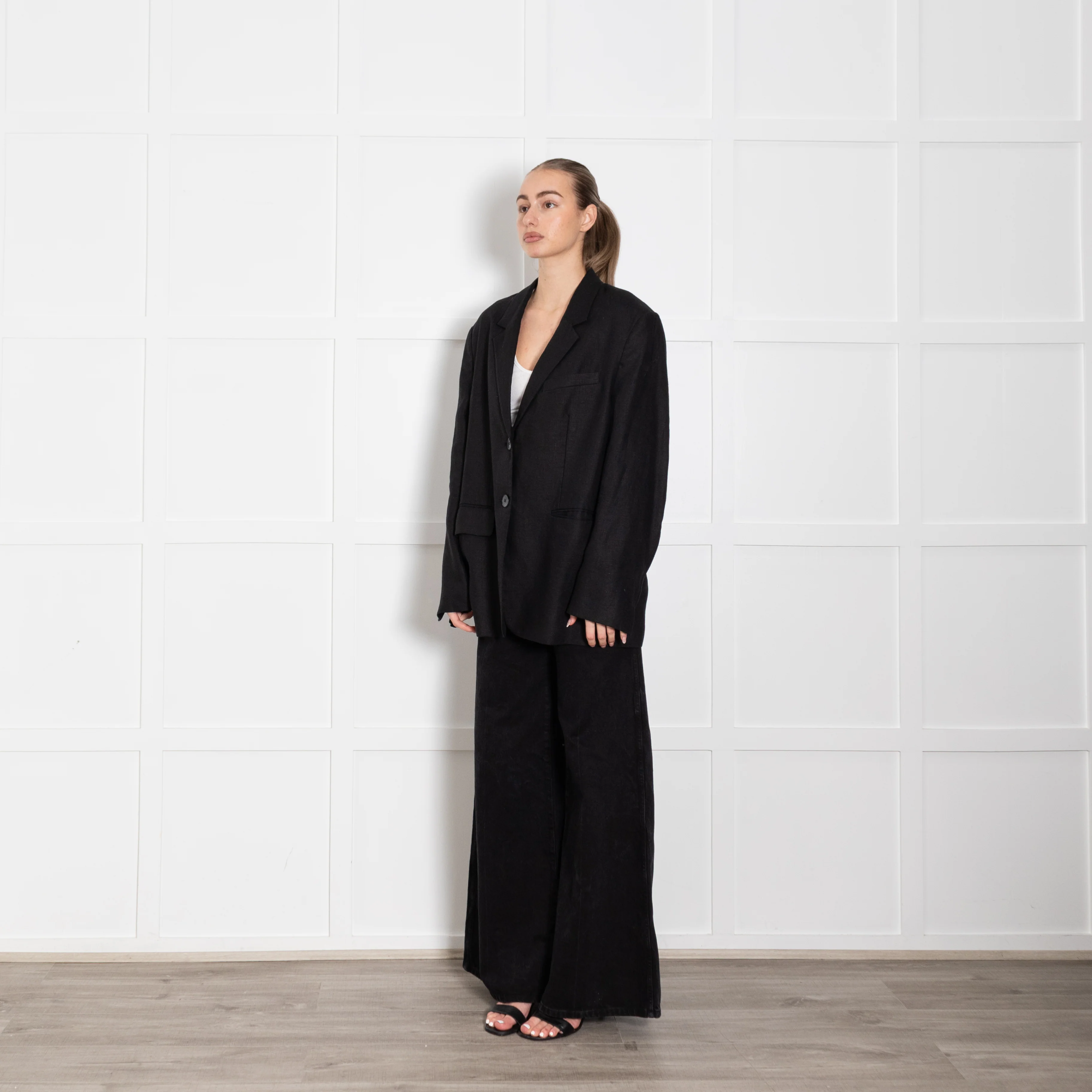 Assembly Label Black Linen Boyfriend Jacket - Image 3
