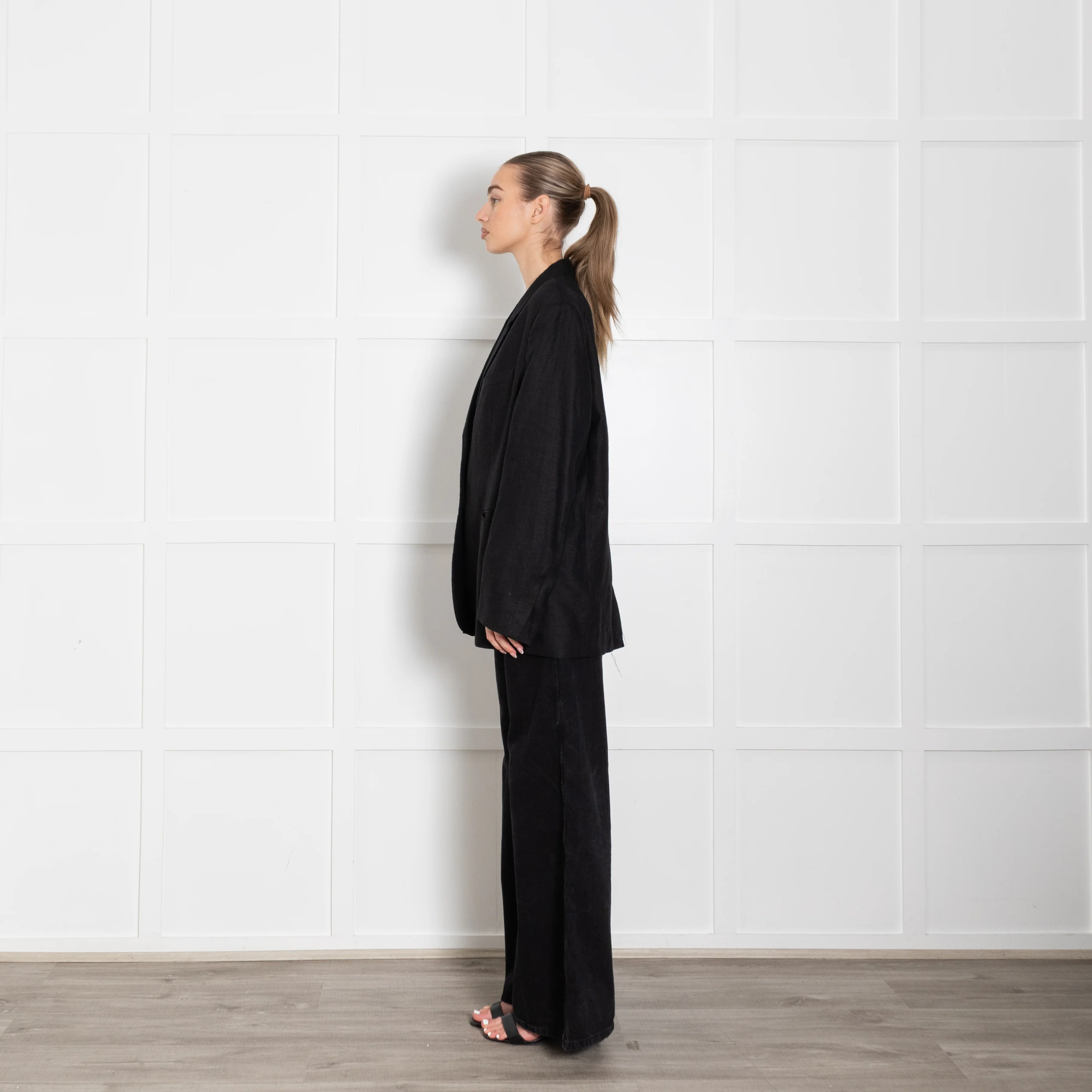 Assembly Label Black Linen Boyfriend Jacket - Image 4