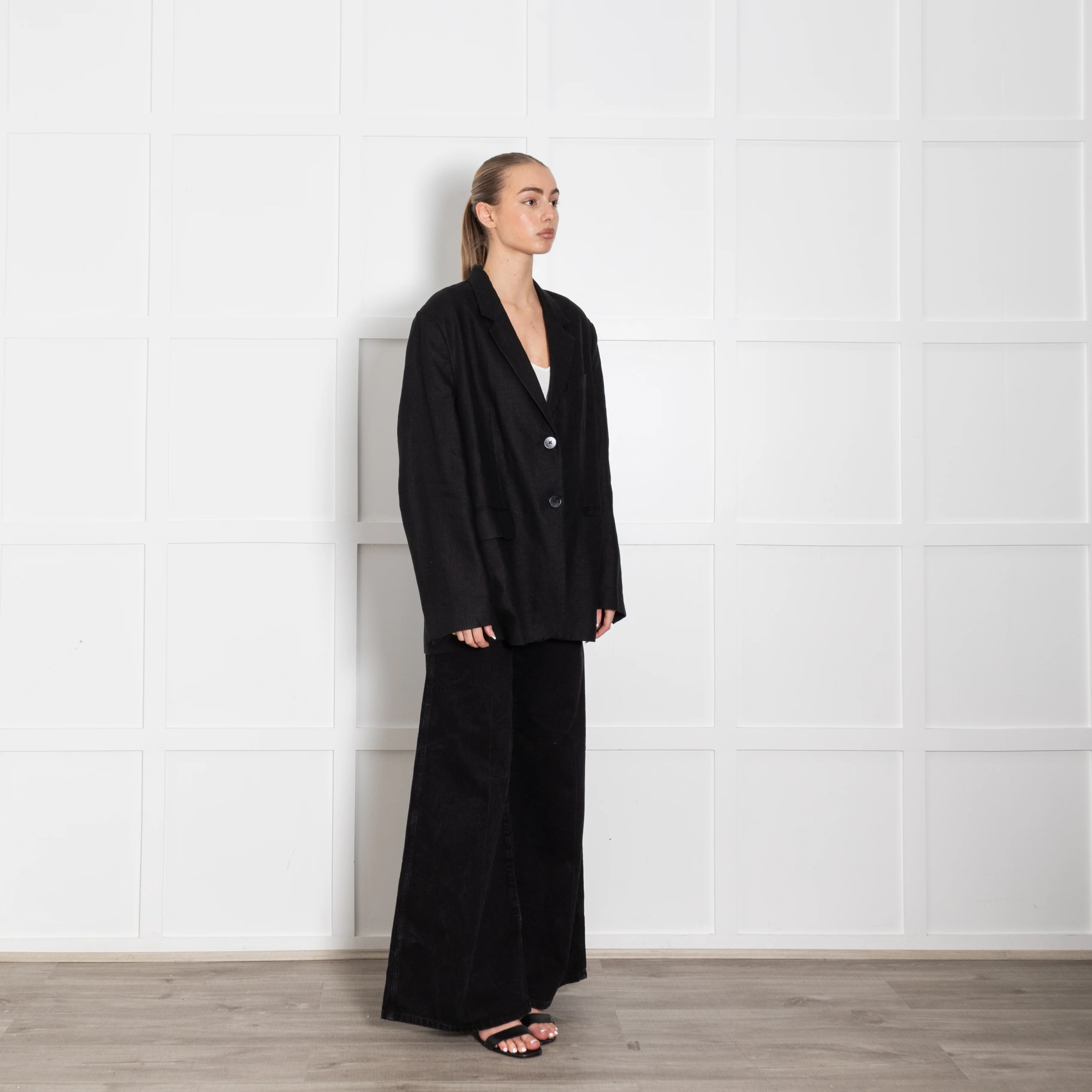 Assembly Label Black Linen Boyfriend Jacket - Image 7