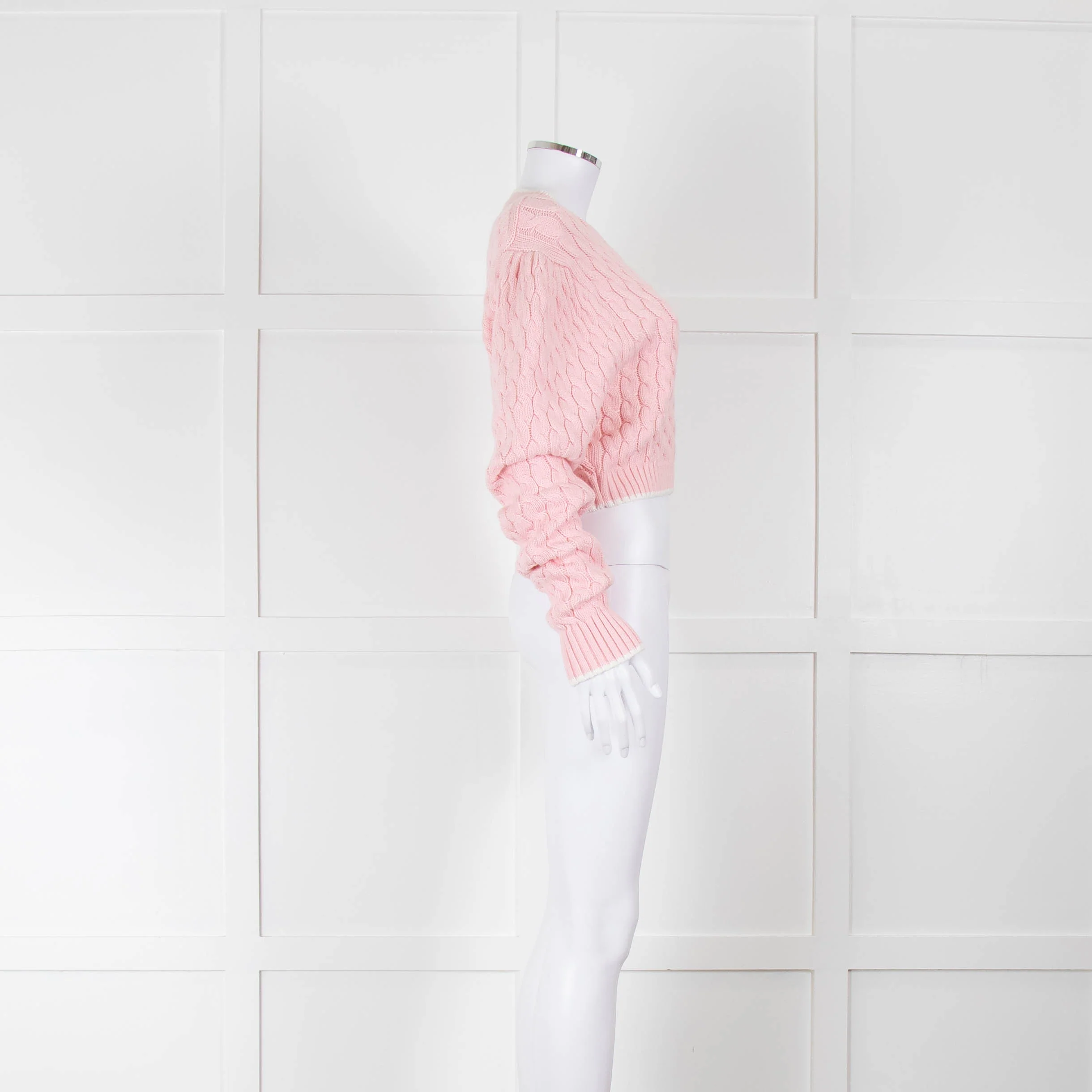 Assignment Pink Cable Knit Cropped Jumper - Image 2