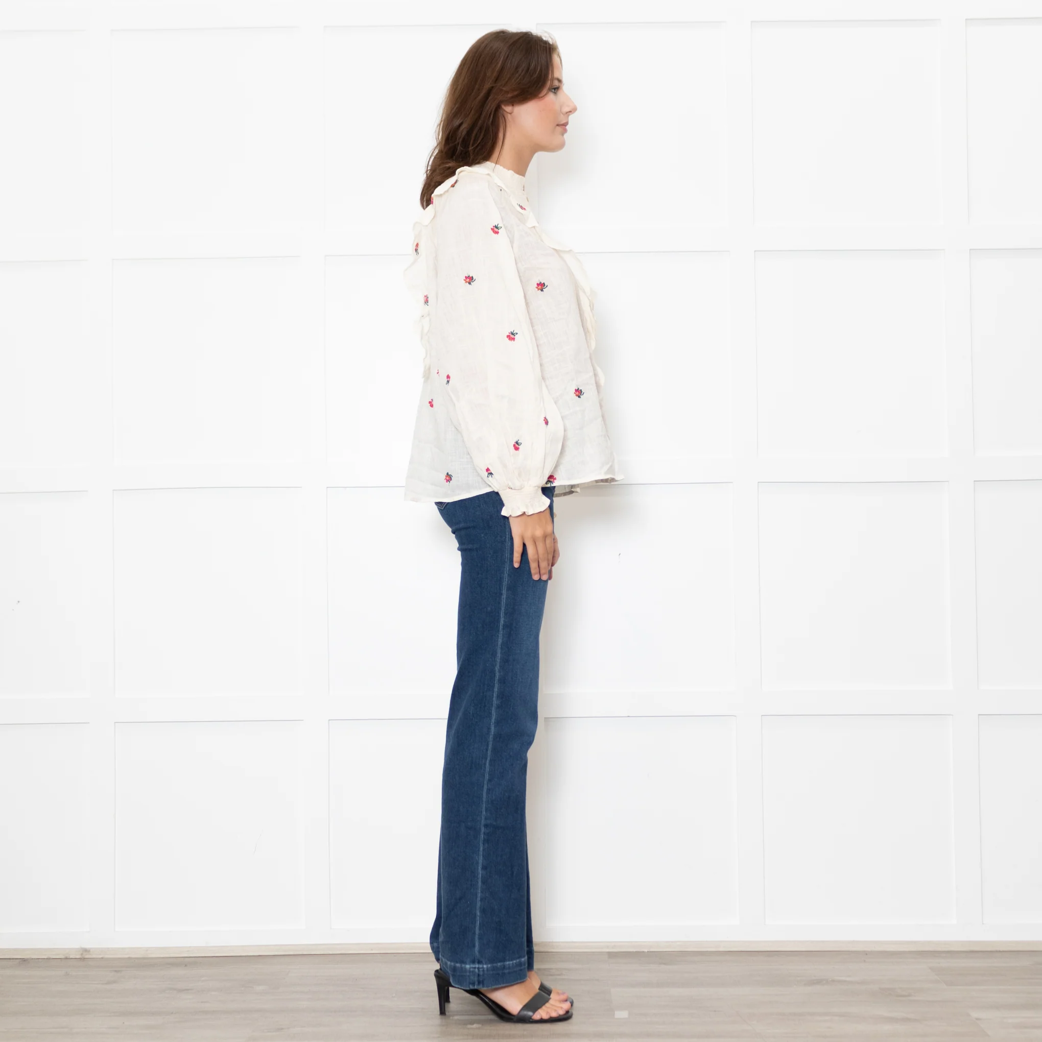 Atelier Reve Cream Olivia Shirt With Red Floral Embroidery - Image 6