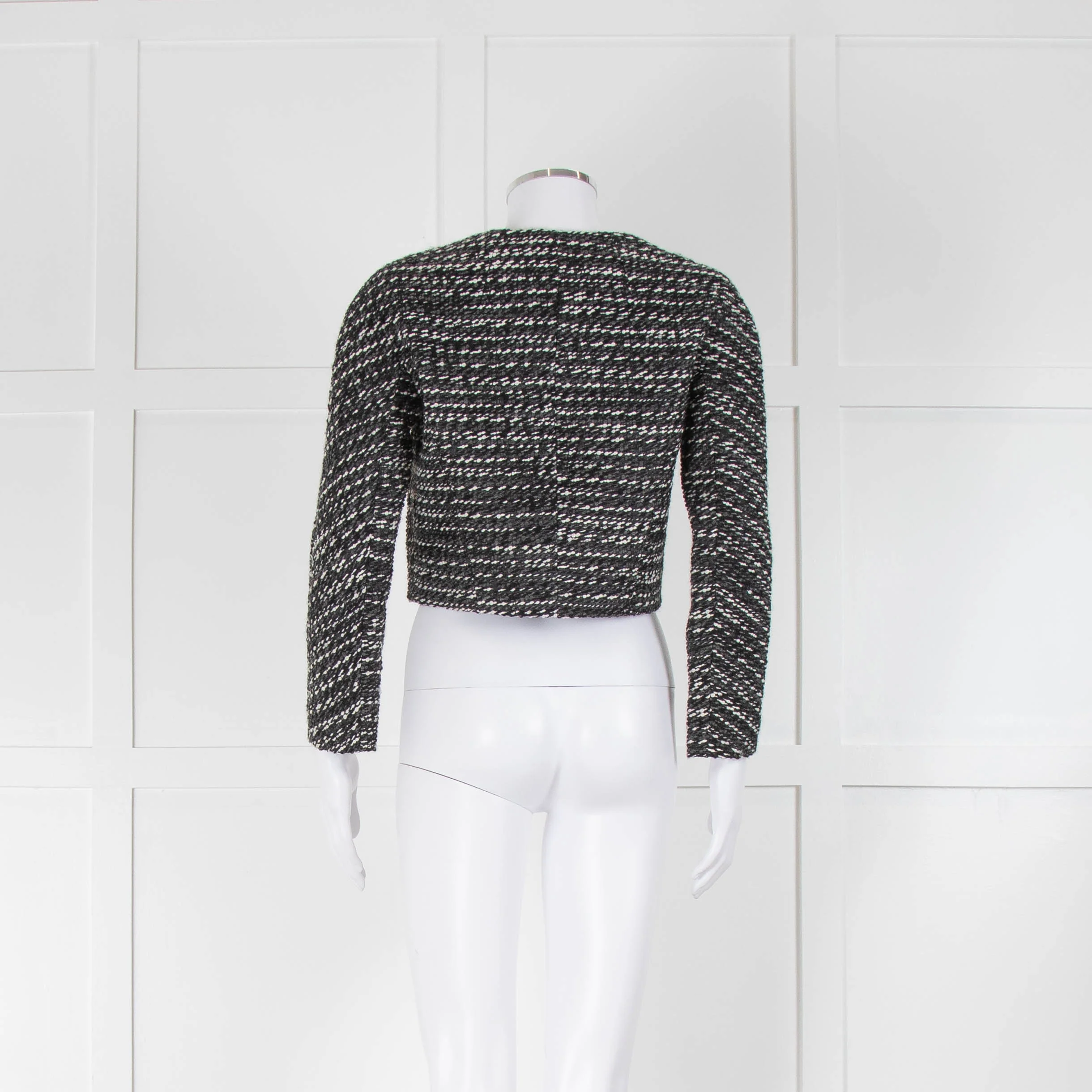 Paule Ka Black, Grey & White Tweed Cropped Jacket - Image 3