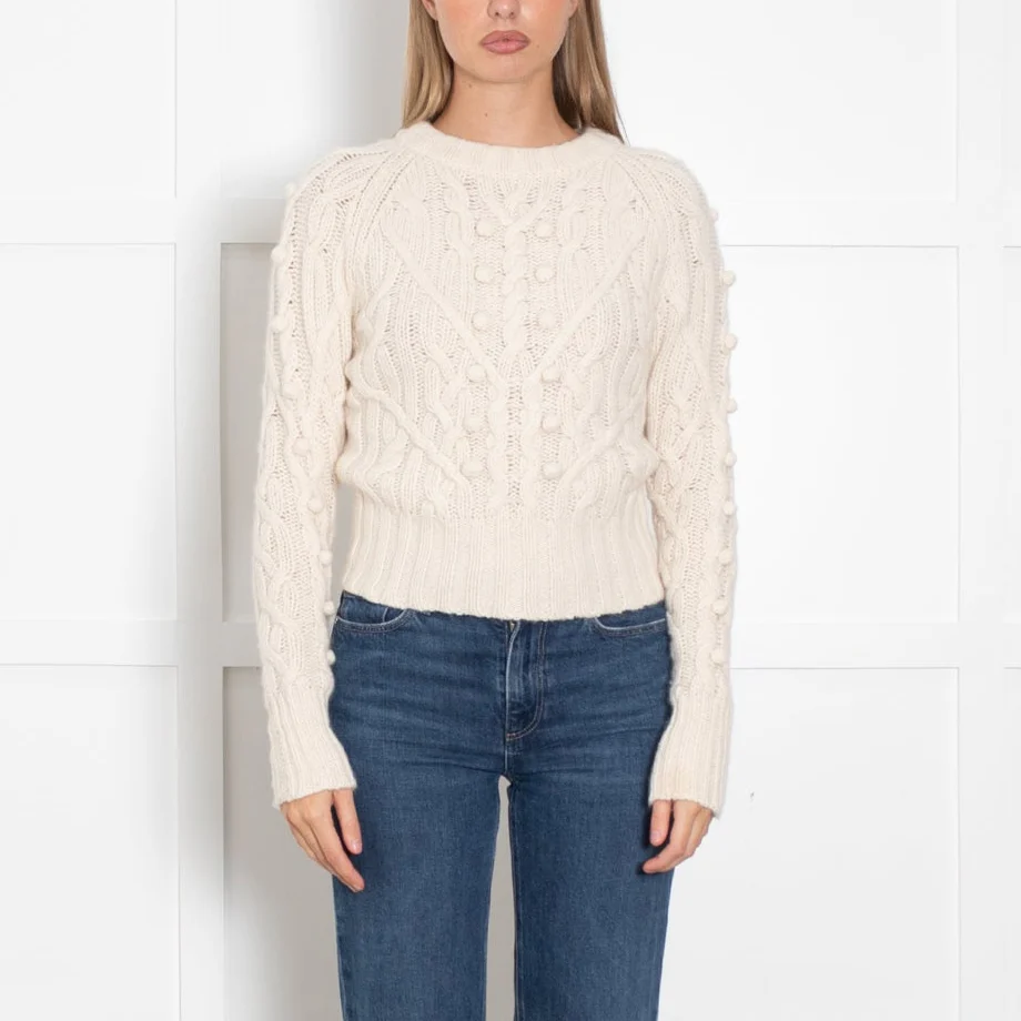 Autumn Cashmere Cream Cable Knit Short Jumper - Image 2