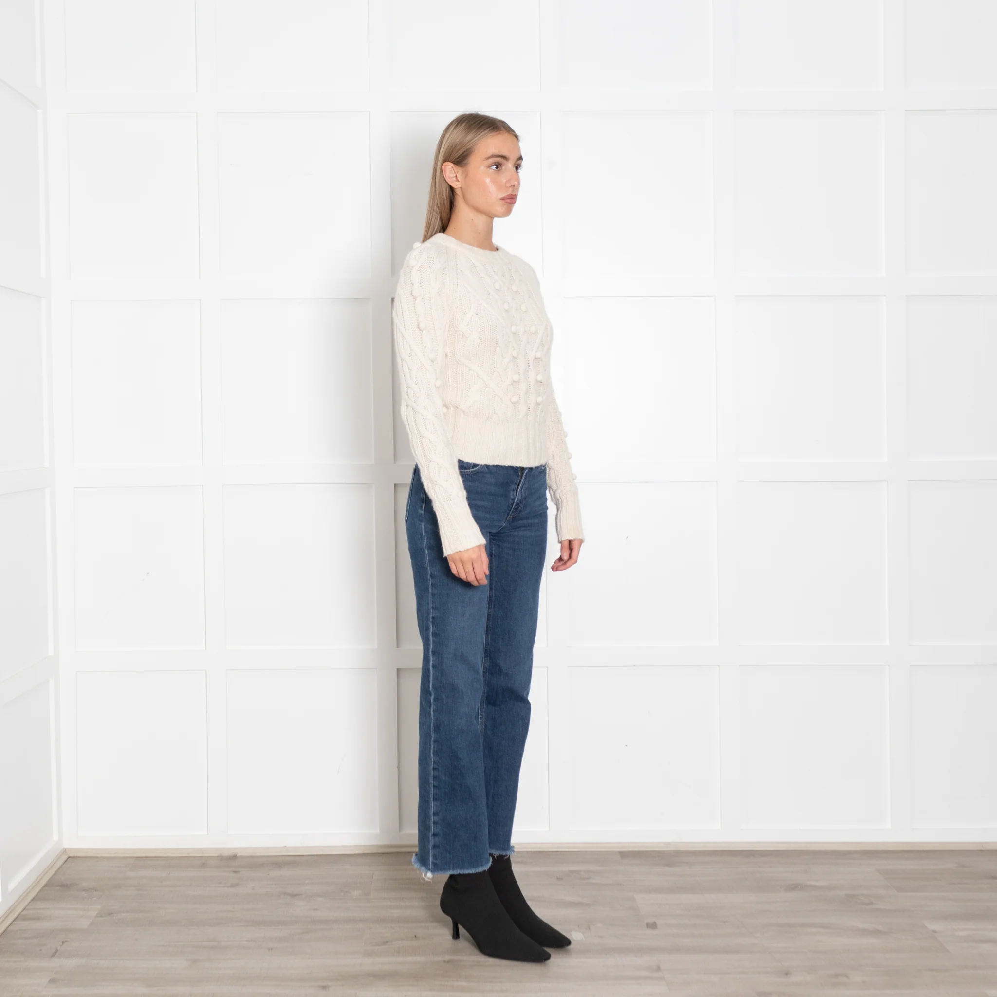 Autumn Cashmere Cream Cable Knit Short Jumper - Image 7