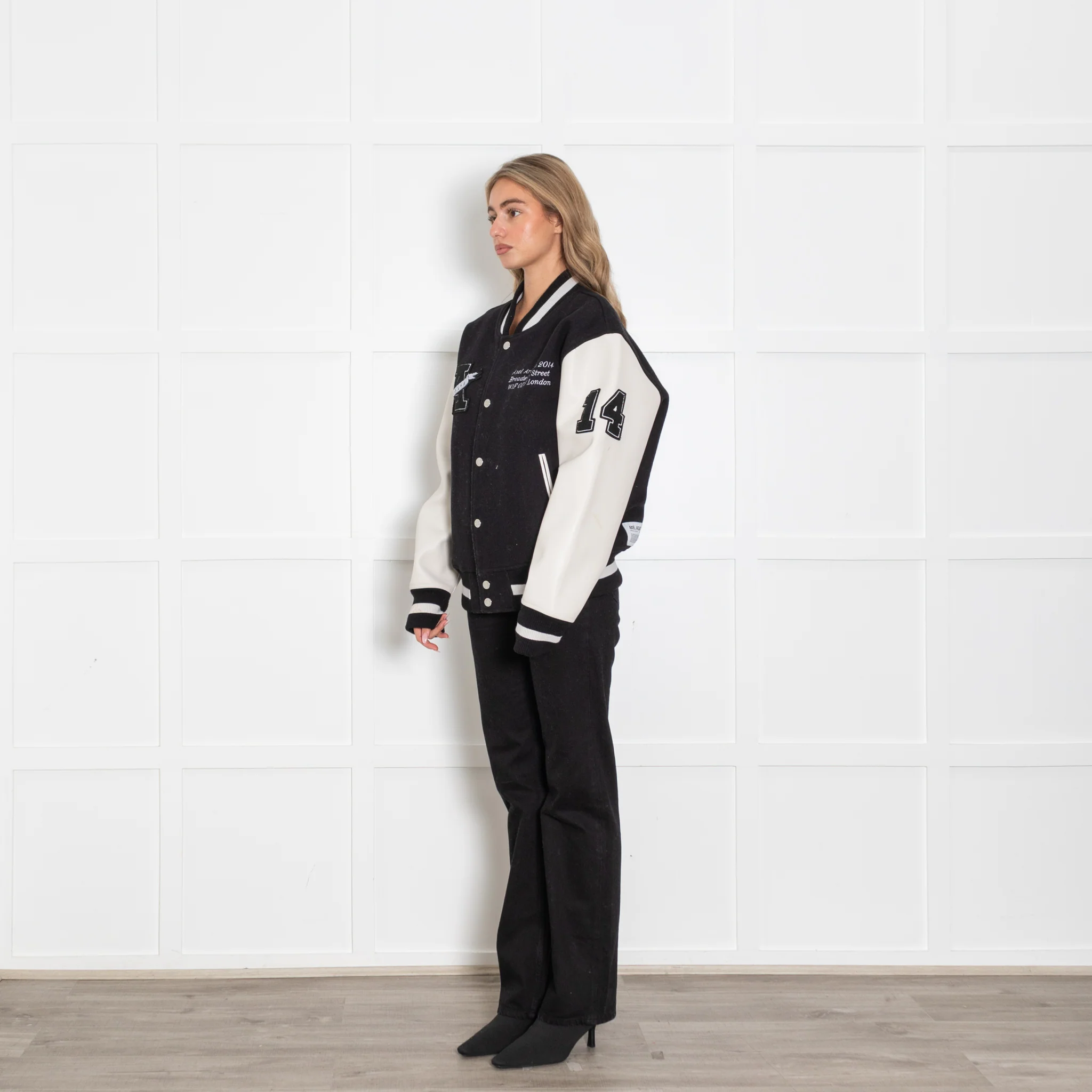 Axel Arigato Black And Cream Varsity Bomber Jacket - Image 3