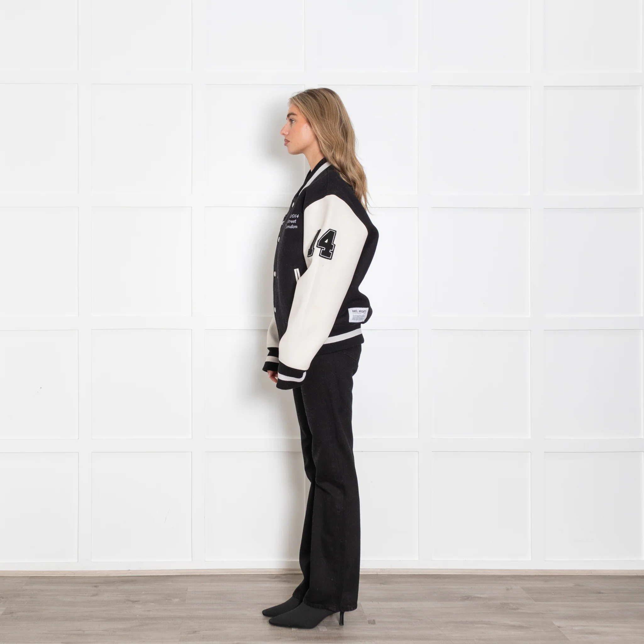 Axel Arigato Black And Cream Varsity Bomber Jacket - Image 4