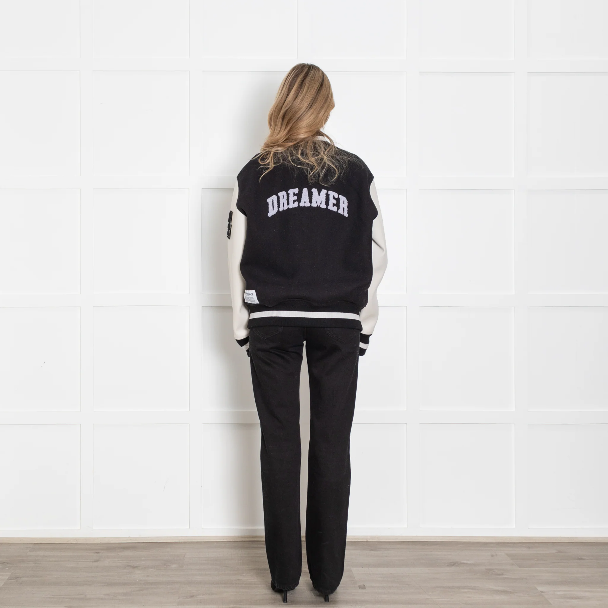 Axel Arigato Black And Cream Varsity Bomber Jacket - Image 5
