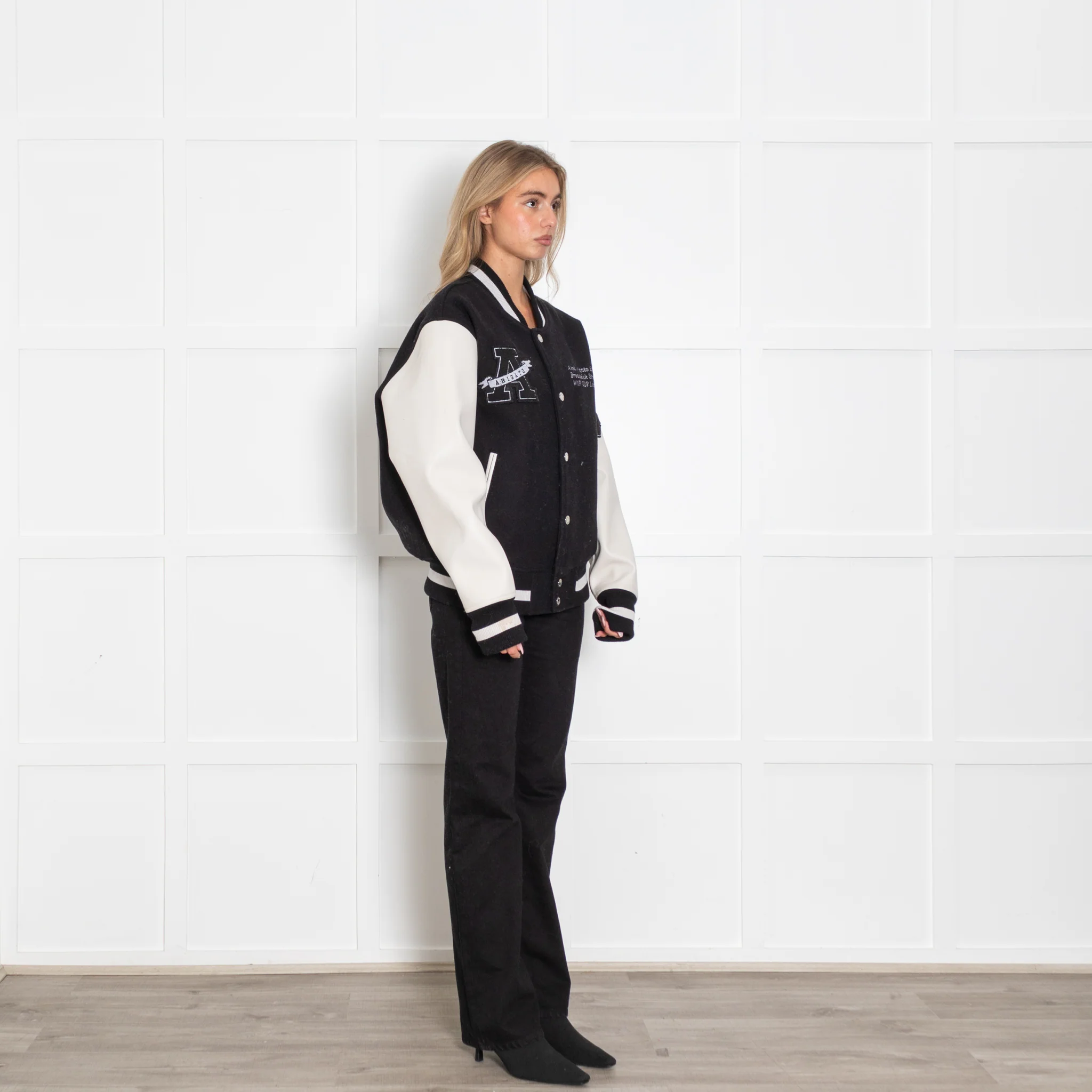 Axel Arigato Black And Cream Varsity Bomber Jacket - Image 7