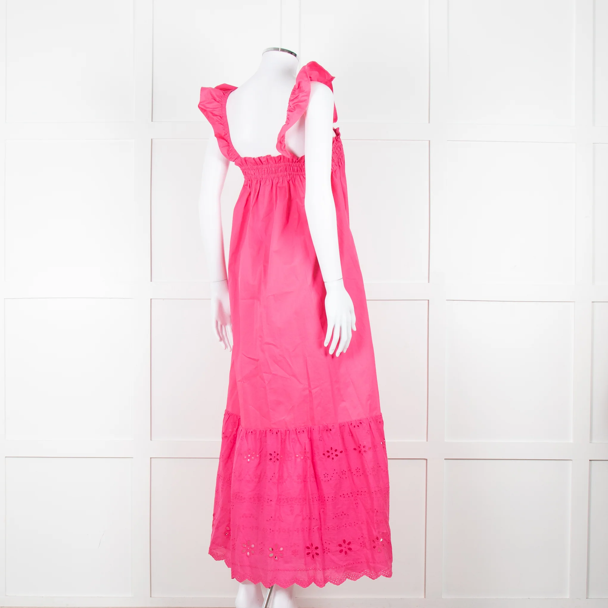Axel Pink Cotton Broderie Hem Maxi Dress - Image 4