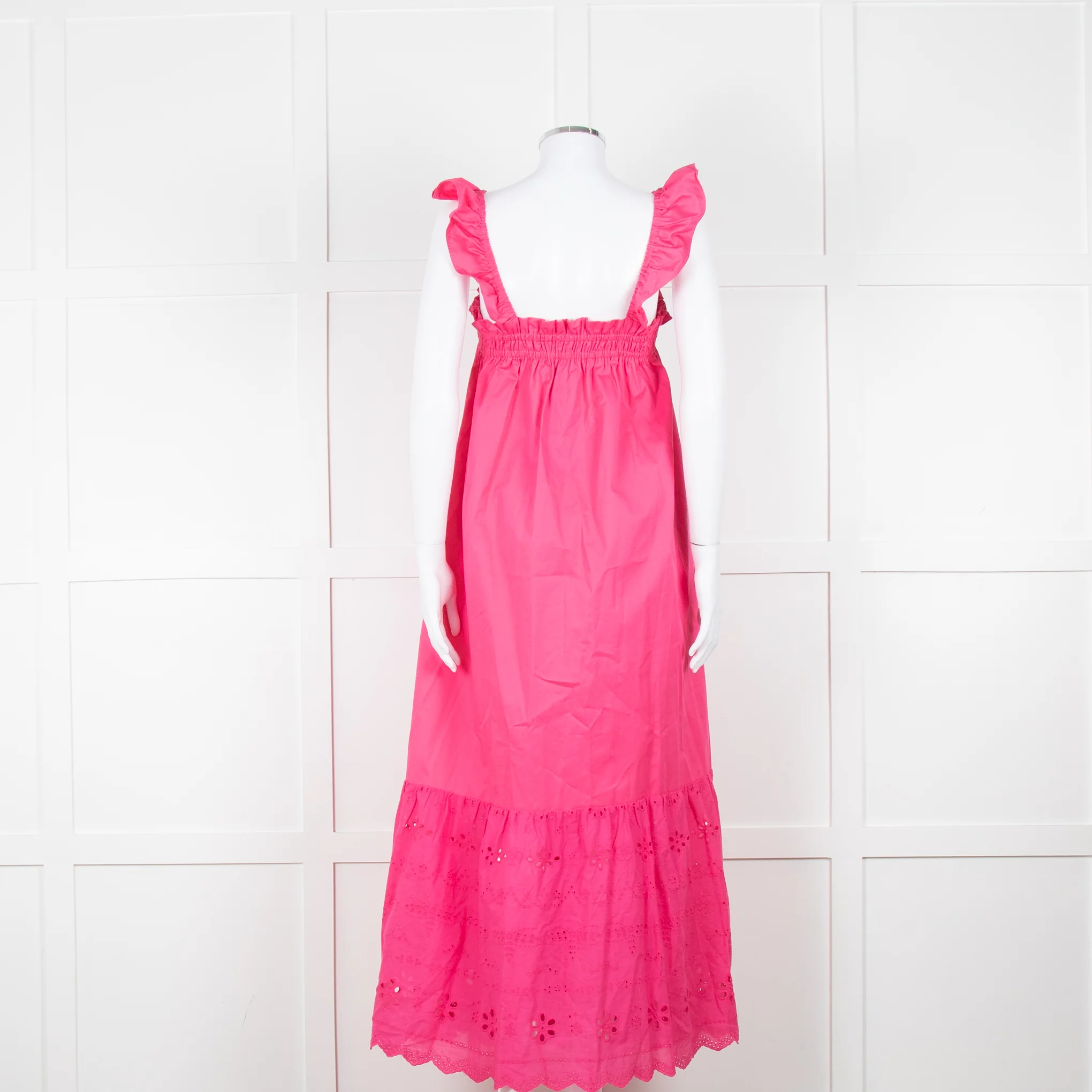 Axel Pink Cotton Broderie Hem Maxi Dress - Image 5
