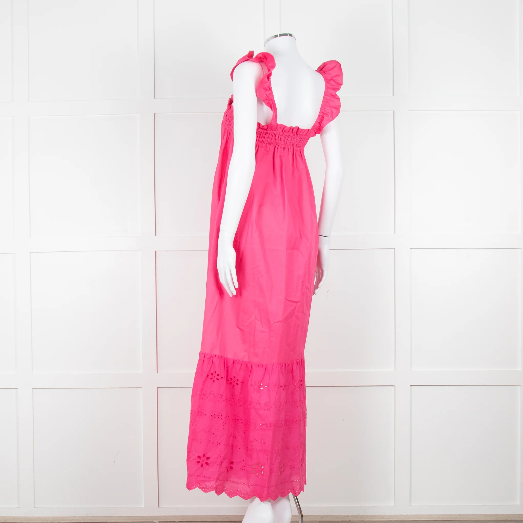 Axel Pink Cotton Broderie Hem Maxi Dress - Image 6