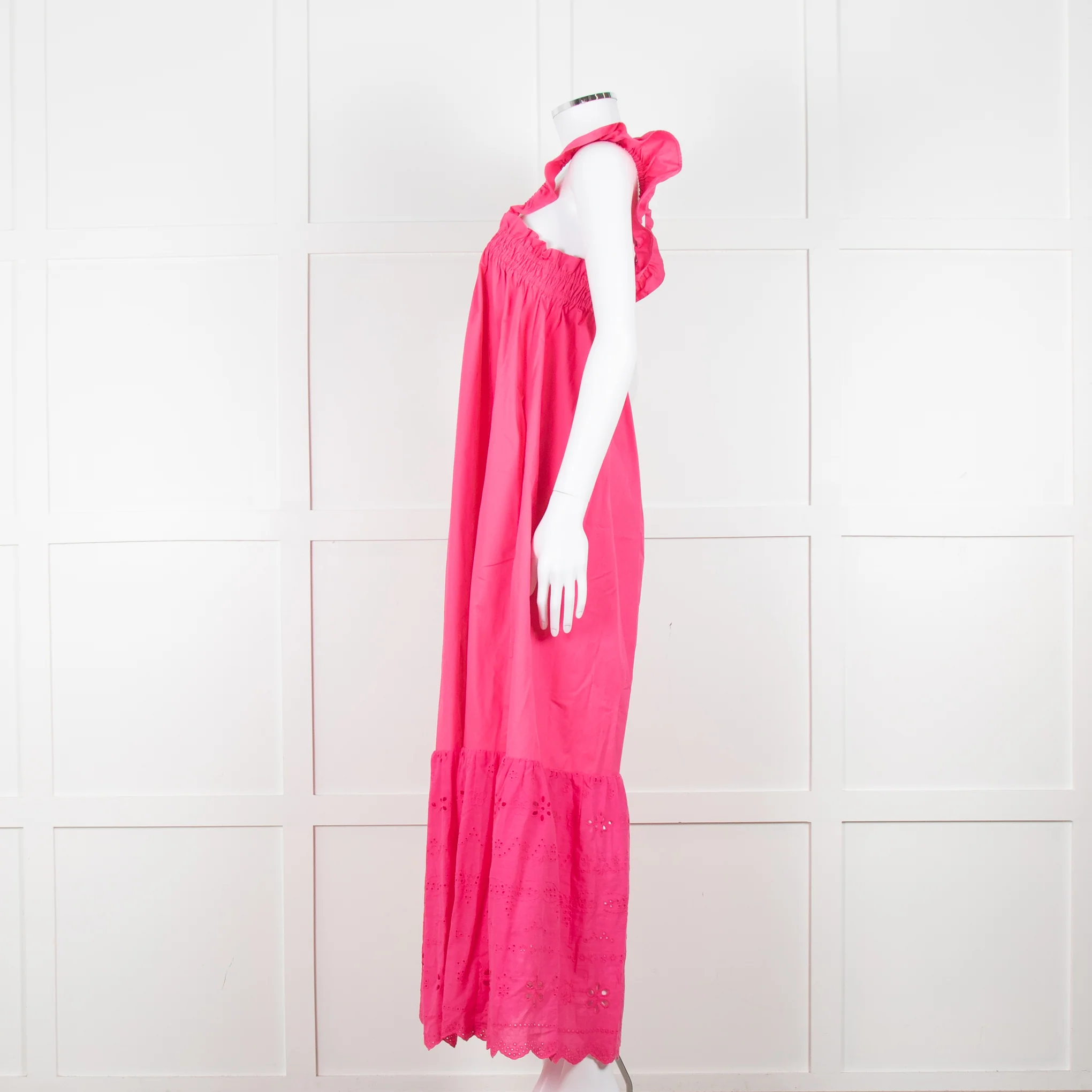 Axel Pink Cotton Broderie Hem Maxi Dress - Image 7