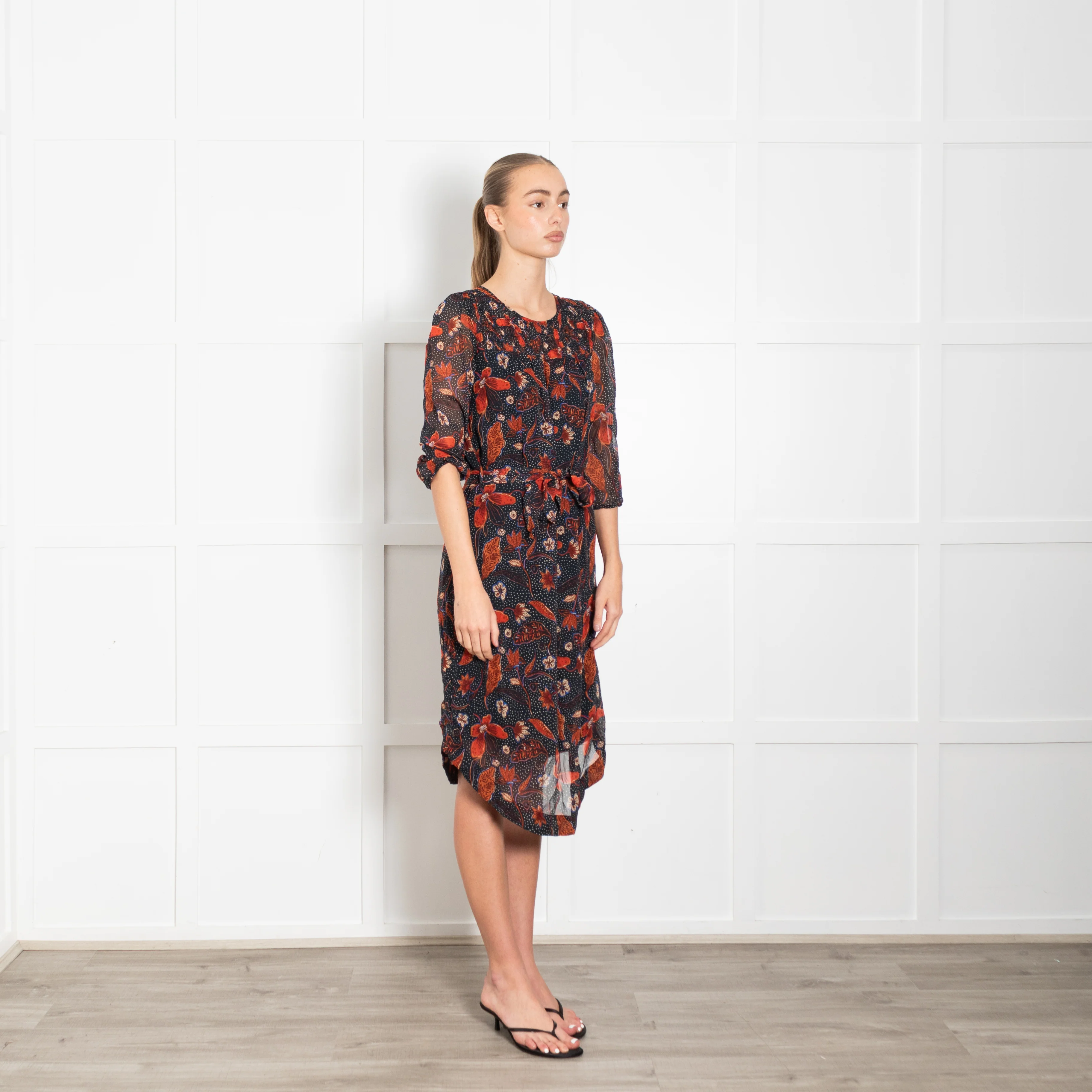 Pyrus Black Orange Blue Print Dress - Image 7