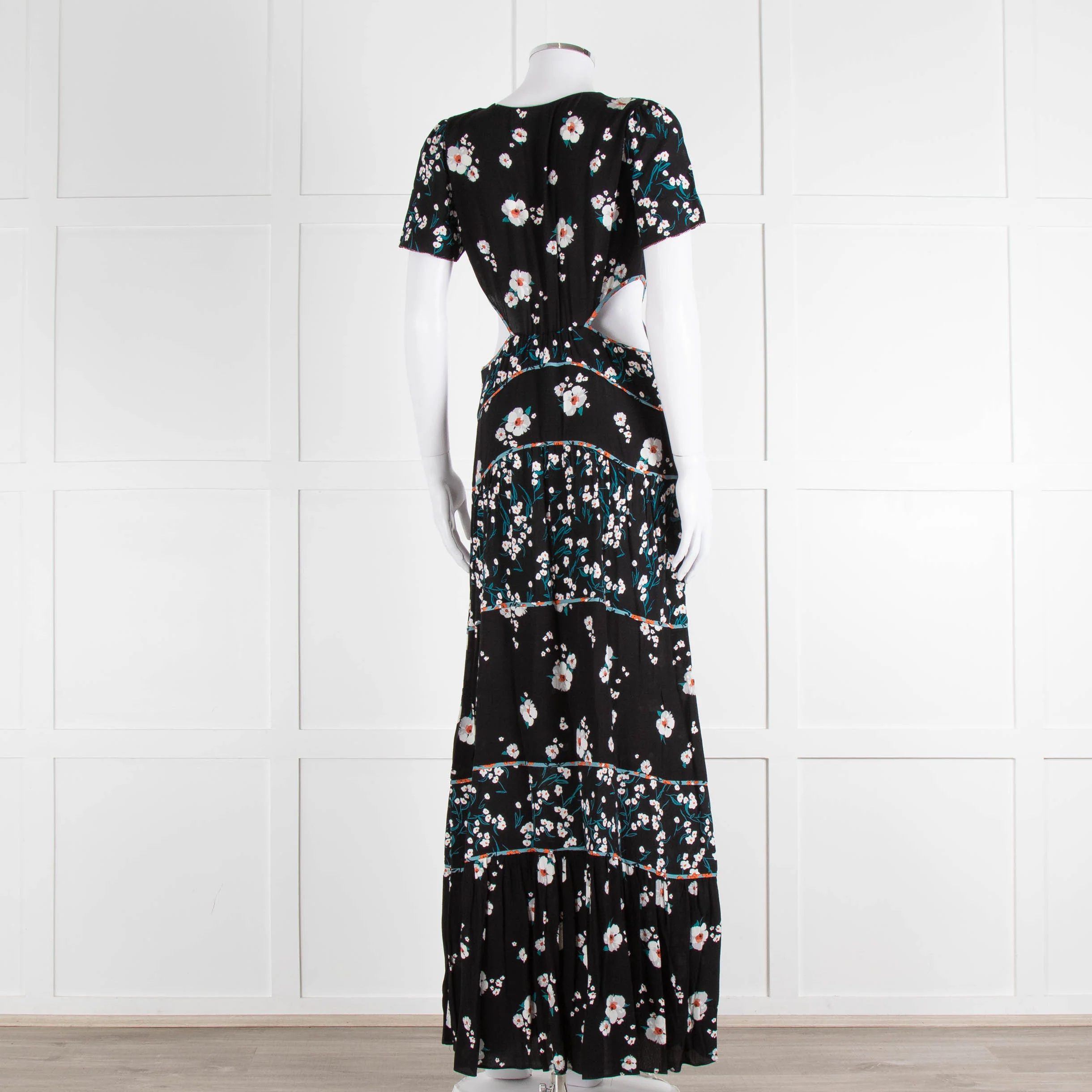 Ba&sh Black Cream Side Cut Out Floral Maxi Dress - Image 4