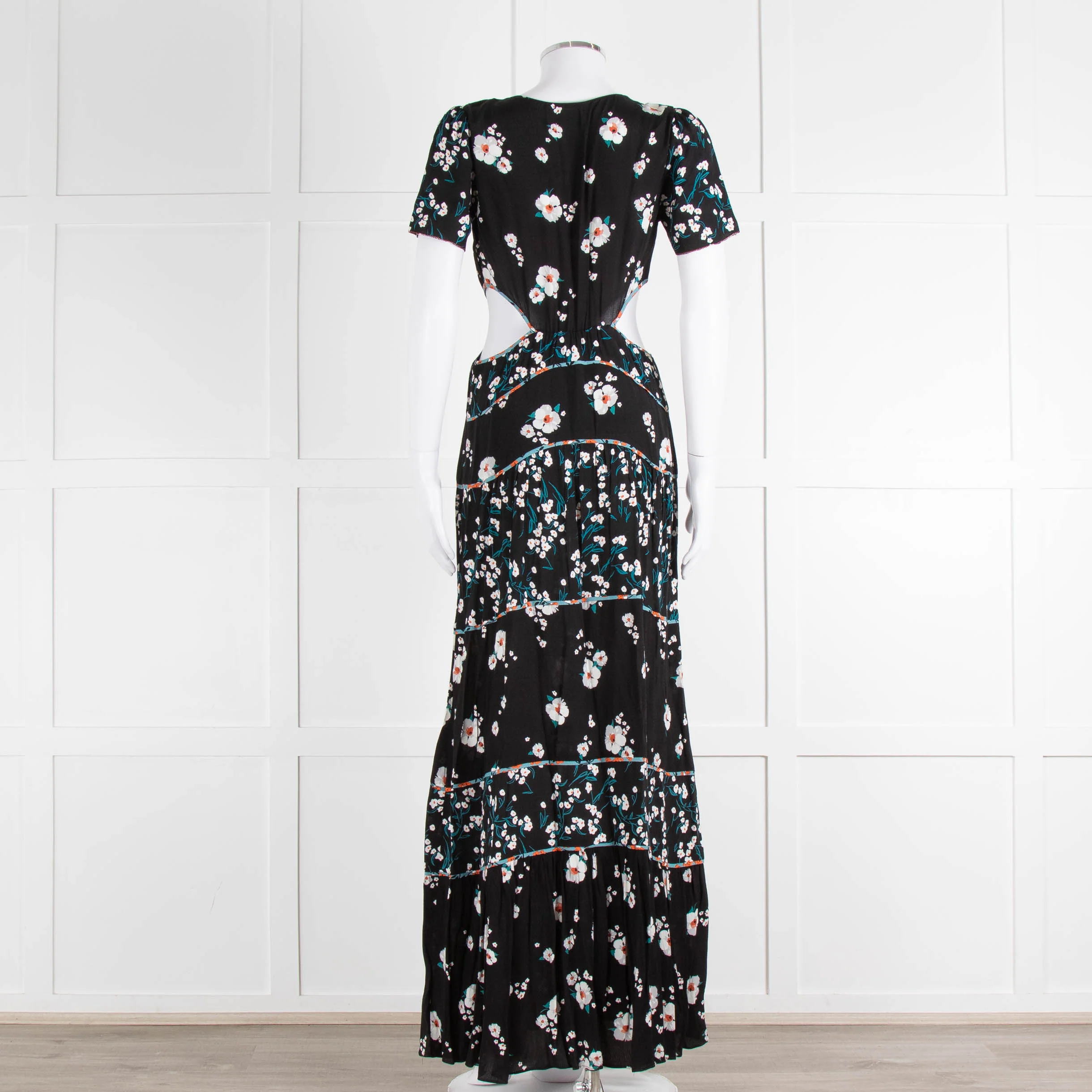 Ba&sh Black Cream Side Cut Out Floral Maxi Dress - Image 5