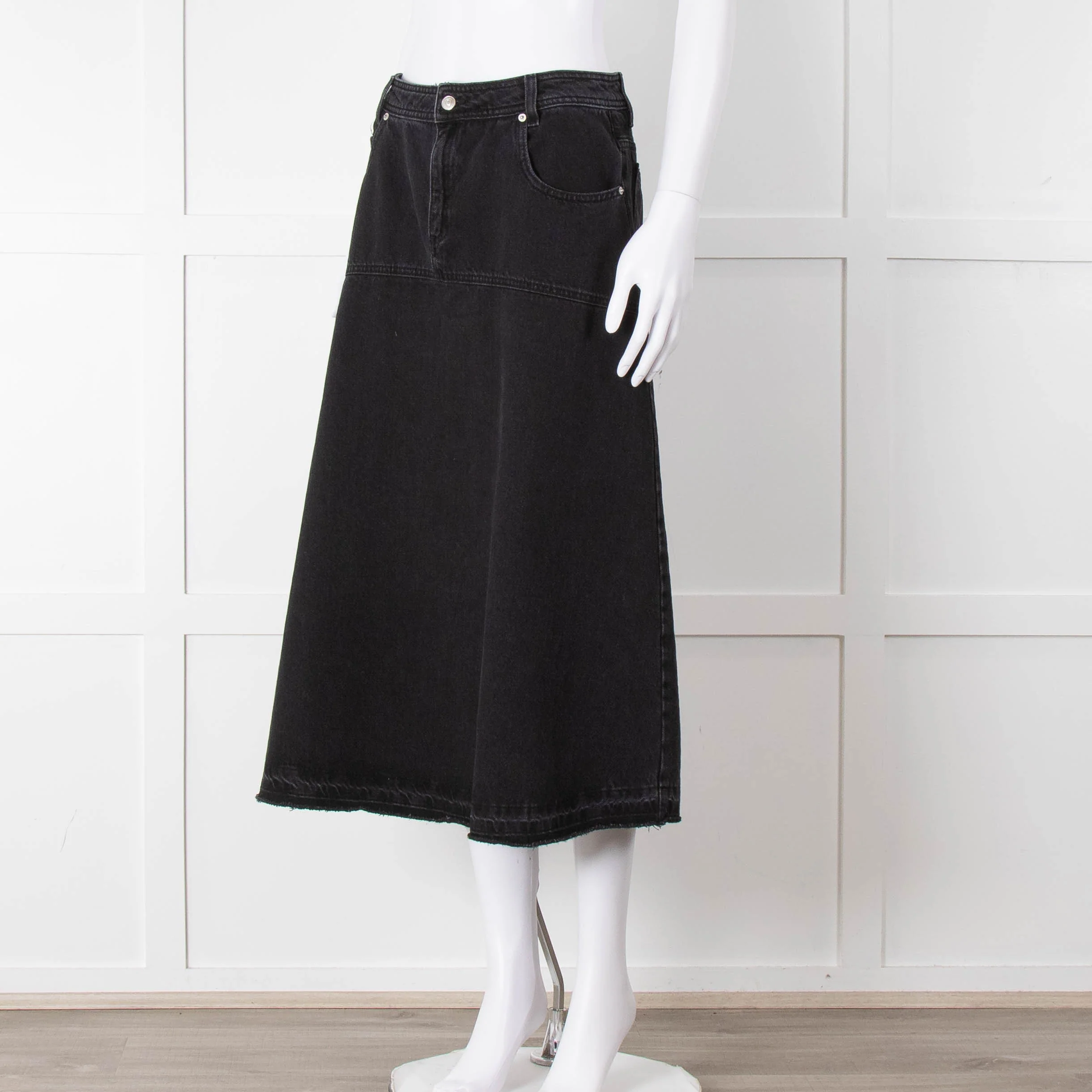 BA & SH Black Denim A Line Skirt - Image 8